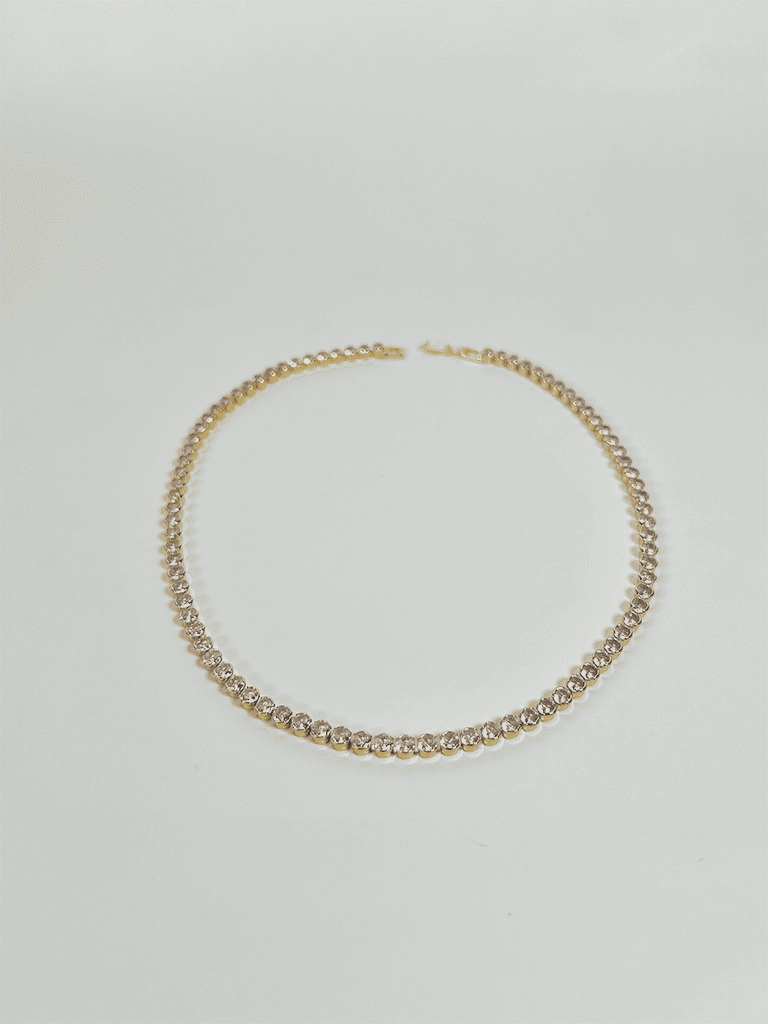 Colar Riviera Dourado com Zircônias Cravejadas