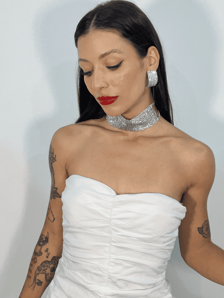 Colar Choker de Faixa com Strass