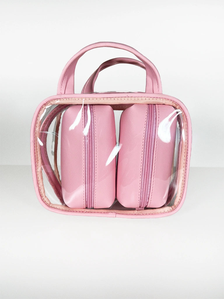 Bolsa Transparenete Grande com 2 Necessaires Dentro