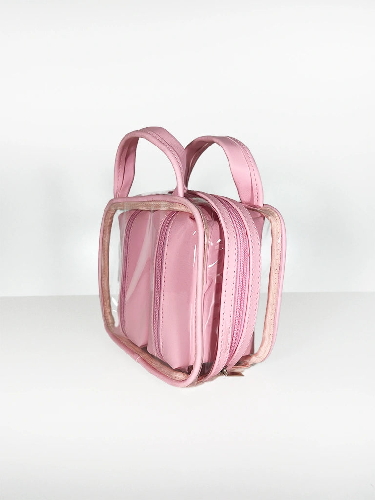 Bolsa Transparenete Grande com 2 Necessaires Dentro
