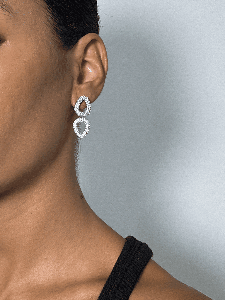 Brinco Prata Dupolo com Zircônias