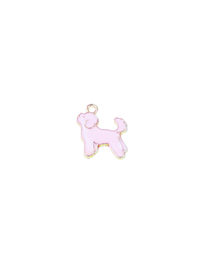 Pingente Dourado de Cachorrinho Rosa Claro