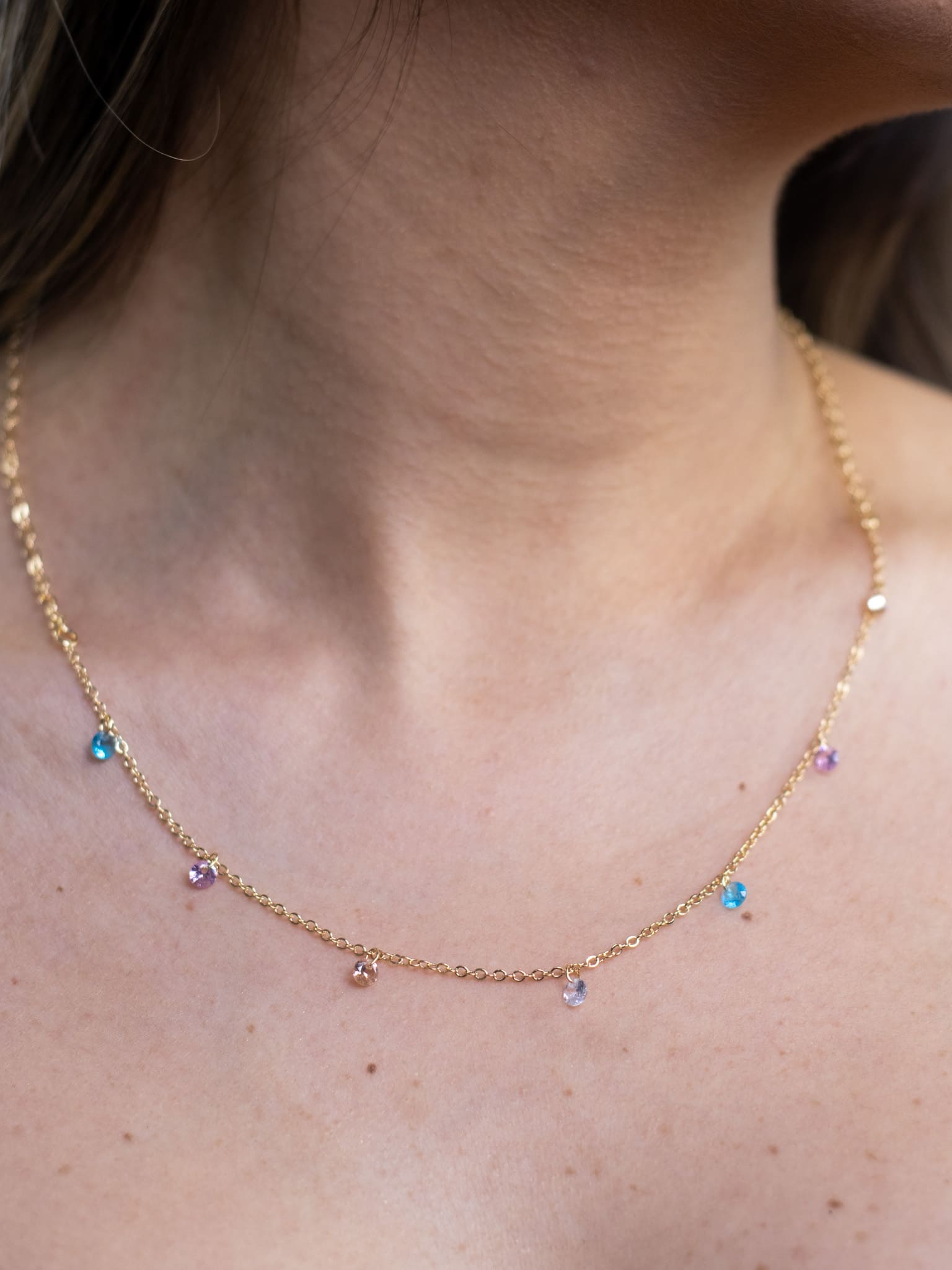 Choker Cristal Colorido Banhado a Ouro 18k