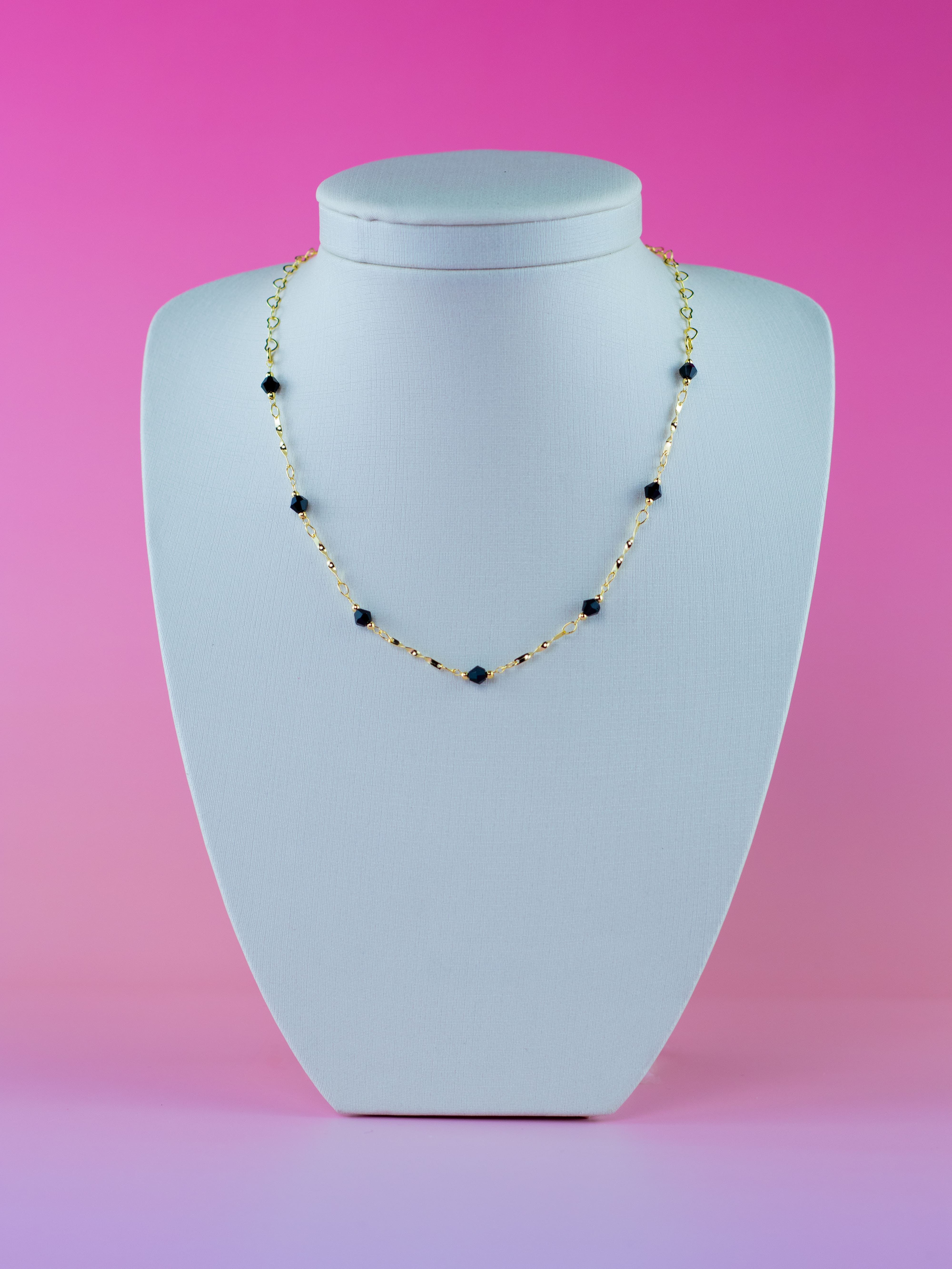 Choker Cristal Preto Banhado a Ouro 18k