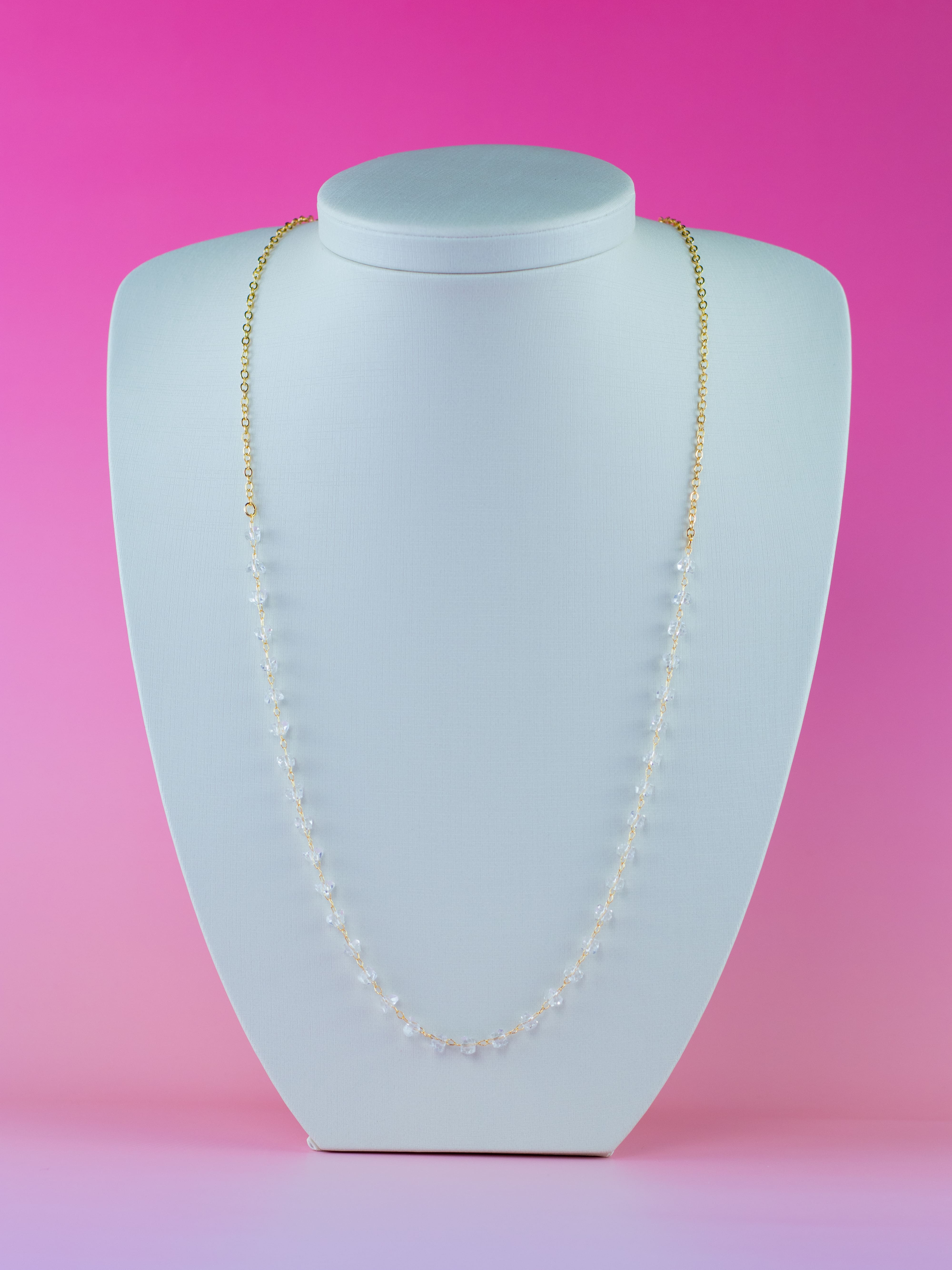 Choker Cristal Transparente Banhada a Ouro 18k