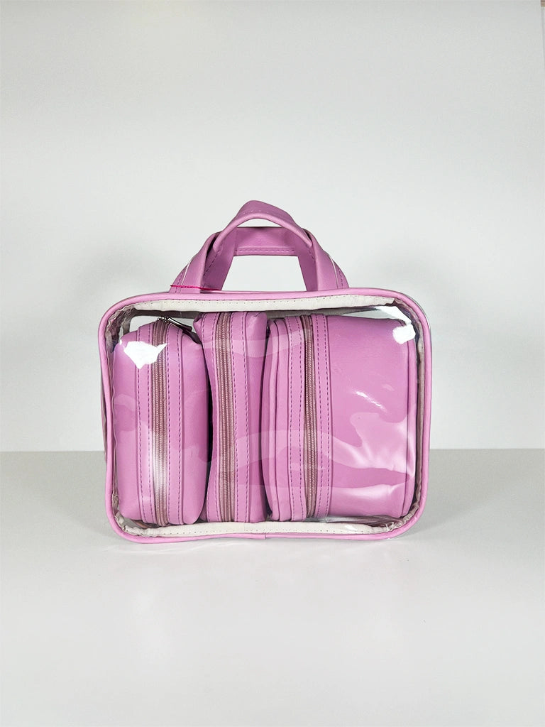 Bolsa Transparenete Grande com 3 Necessaires Dentro