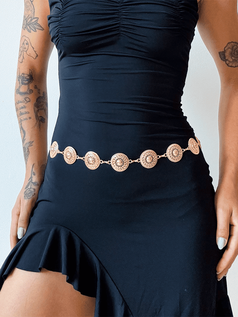 Cinto de Metal Dourado em Formato de Bola