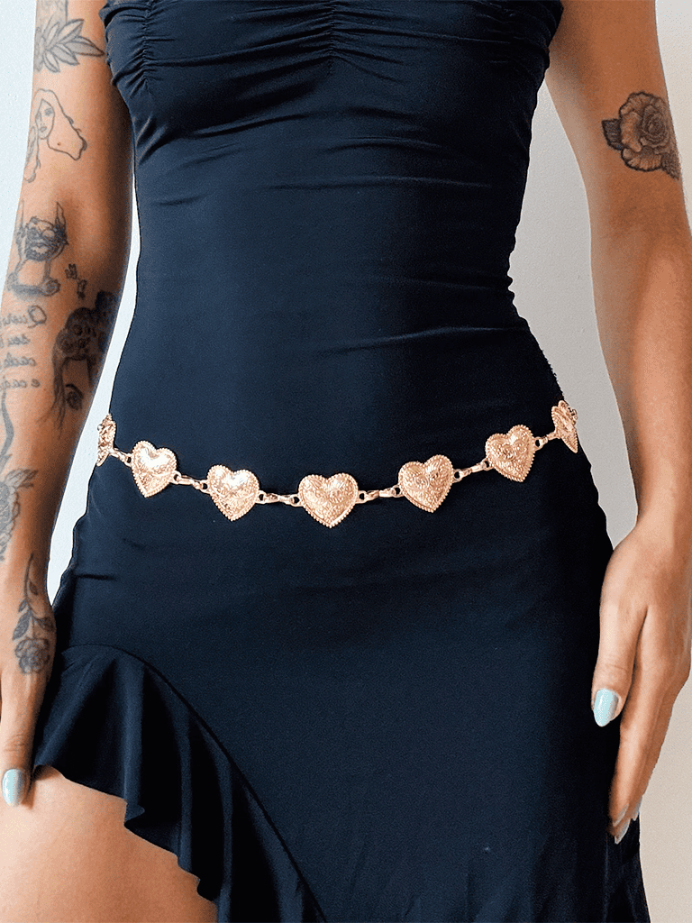 Cinto de Metal Dourado em Formato de Coração