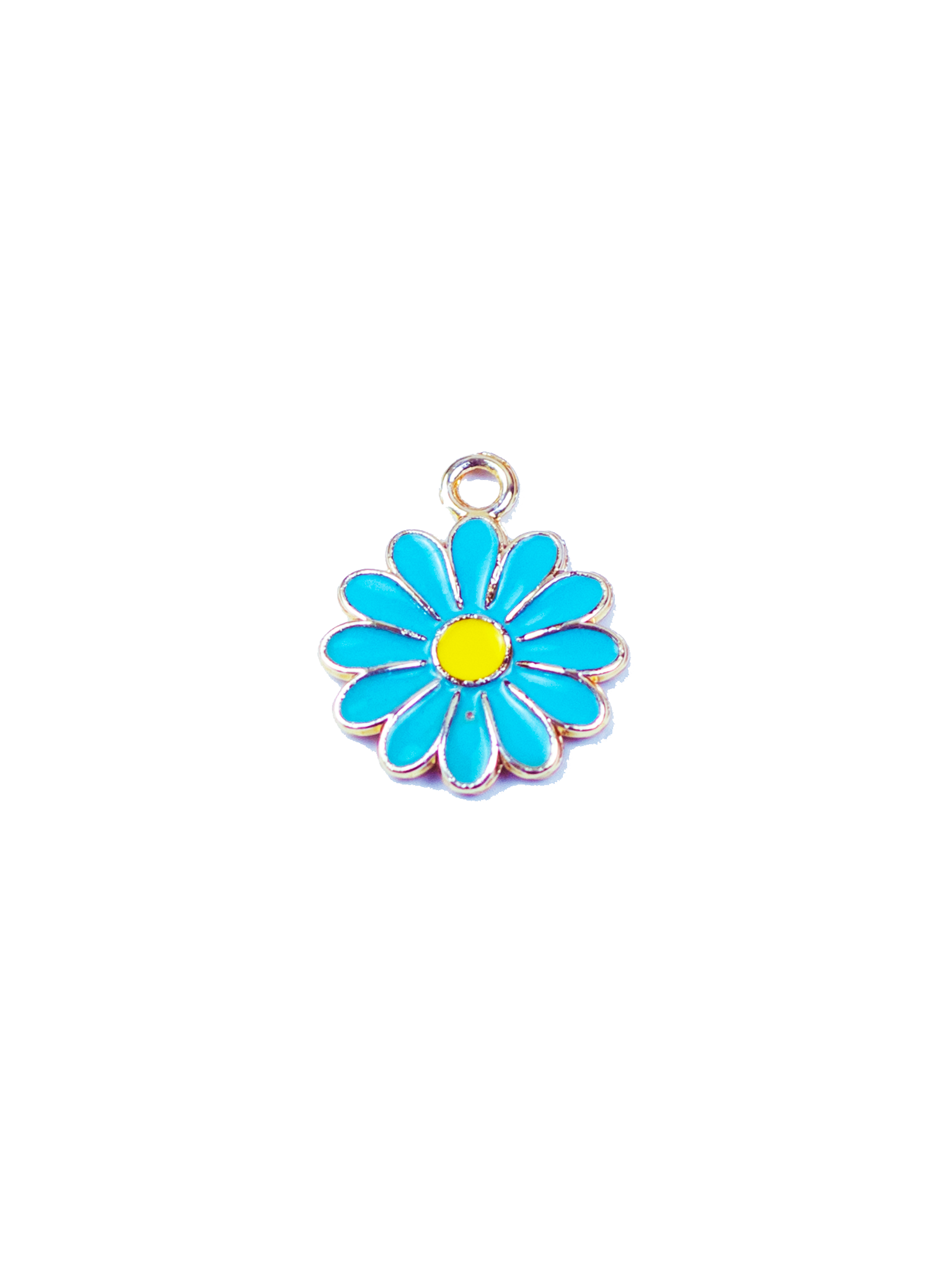 Pingente Dourado de Flor Azul