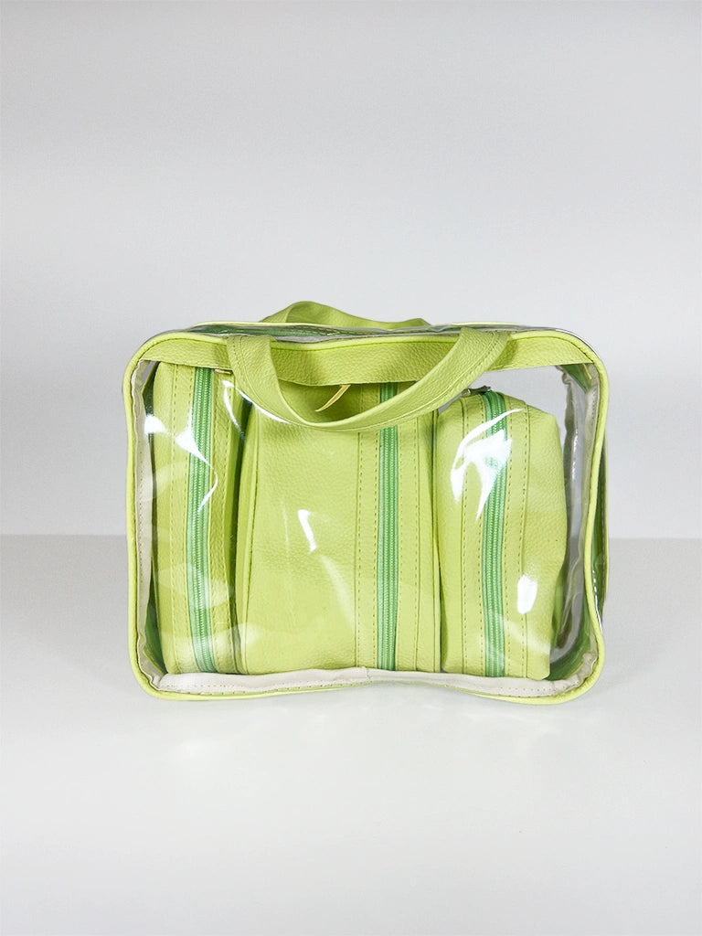 Bolsa Transparenete Grande com 3 Necessaires Dentro