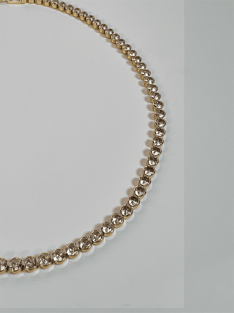 Colar Riviera Dourado com Zircônias Cravejadas