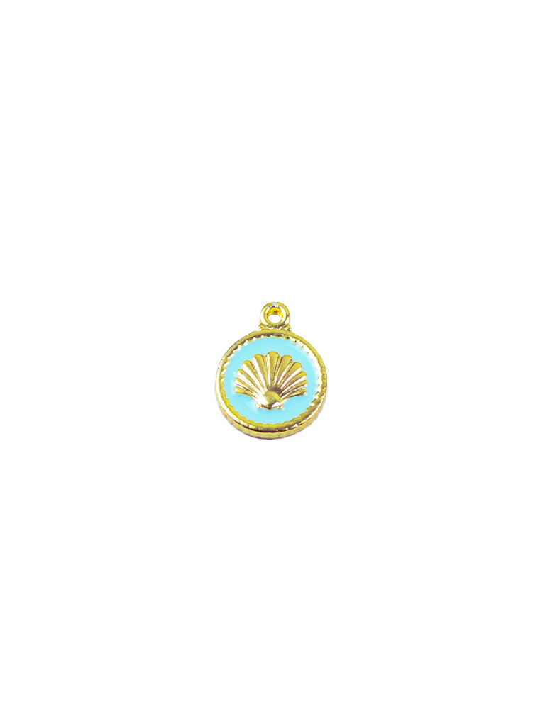 Pingente Dourado Azul Claro com Concha
