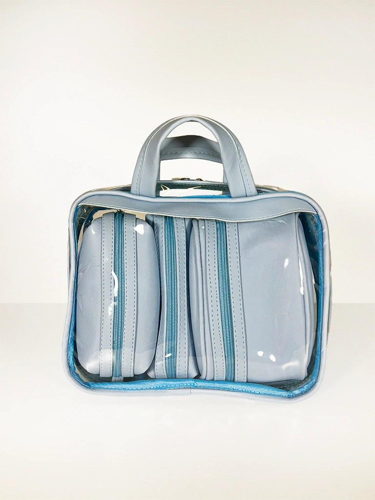 Bolsa Transparenete Grande com 3 Necessaires Dentro