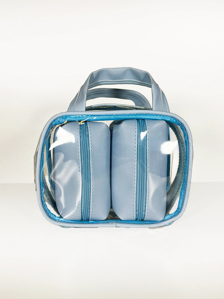 Bolsa Transparenete Grande com 2 Necessaires Dentro