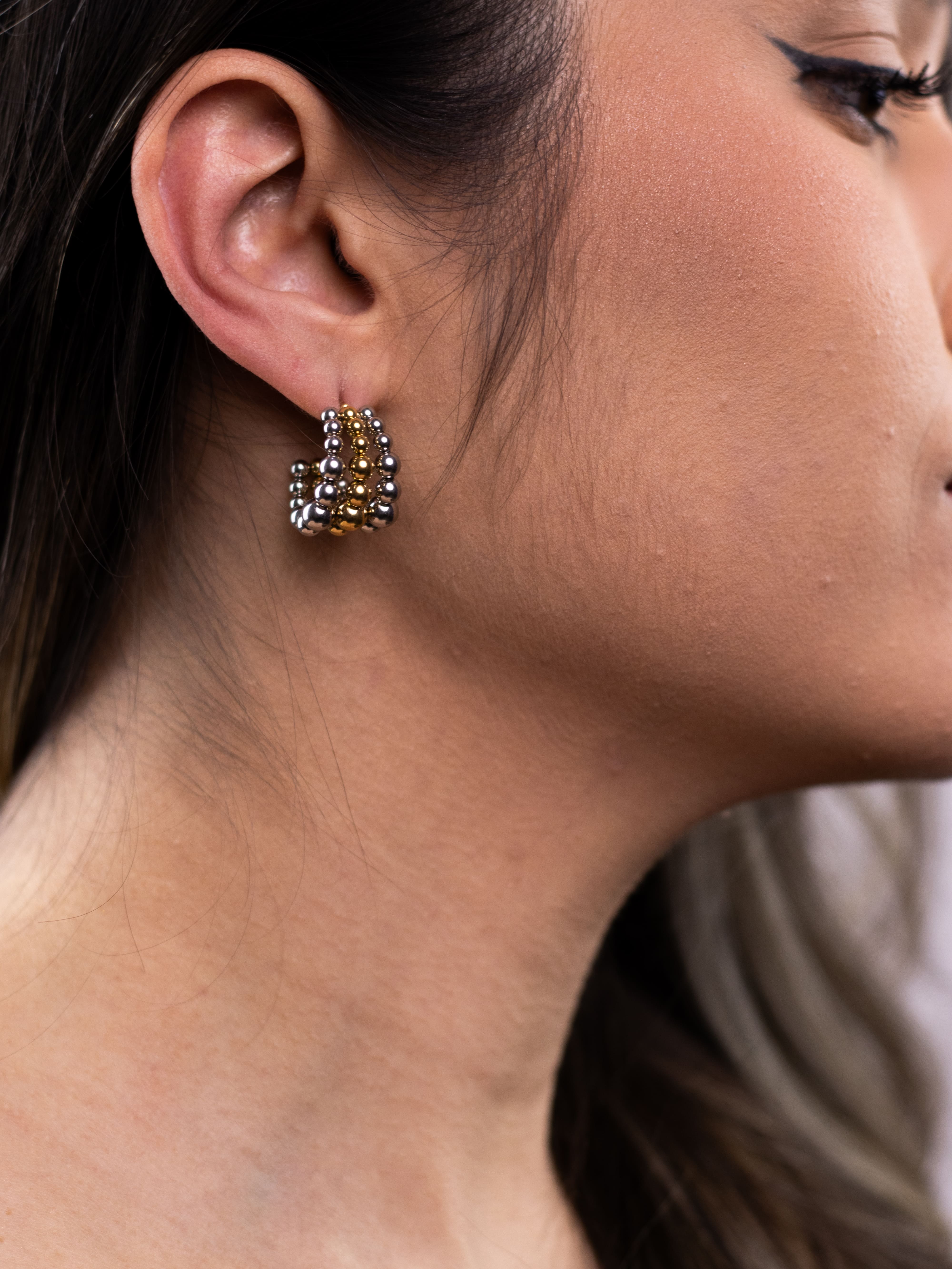 Argola Tripla Dois Banhos de Esfera