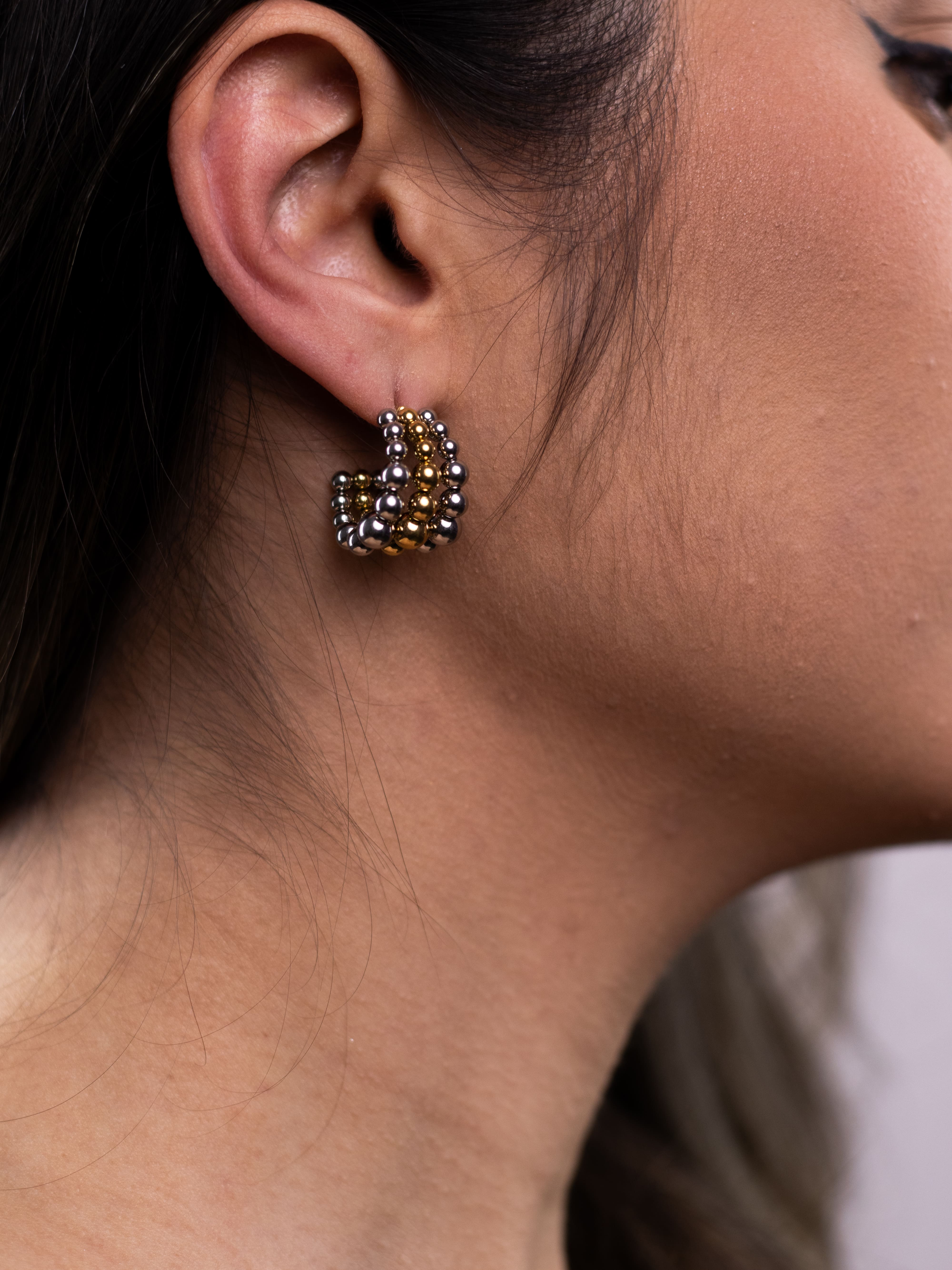 Argola Tripla Dois Banhos de Esfera