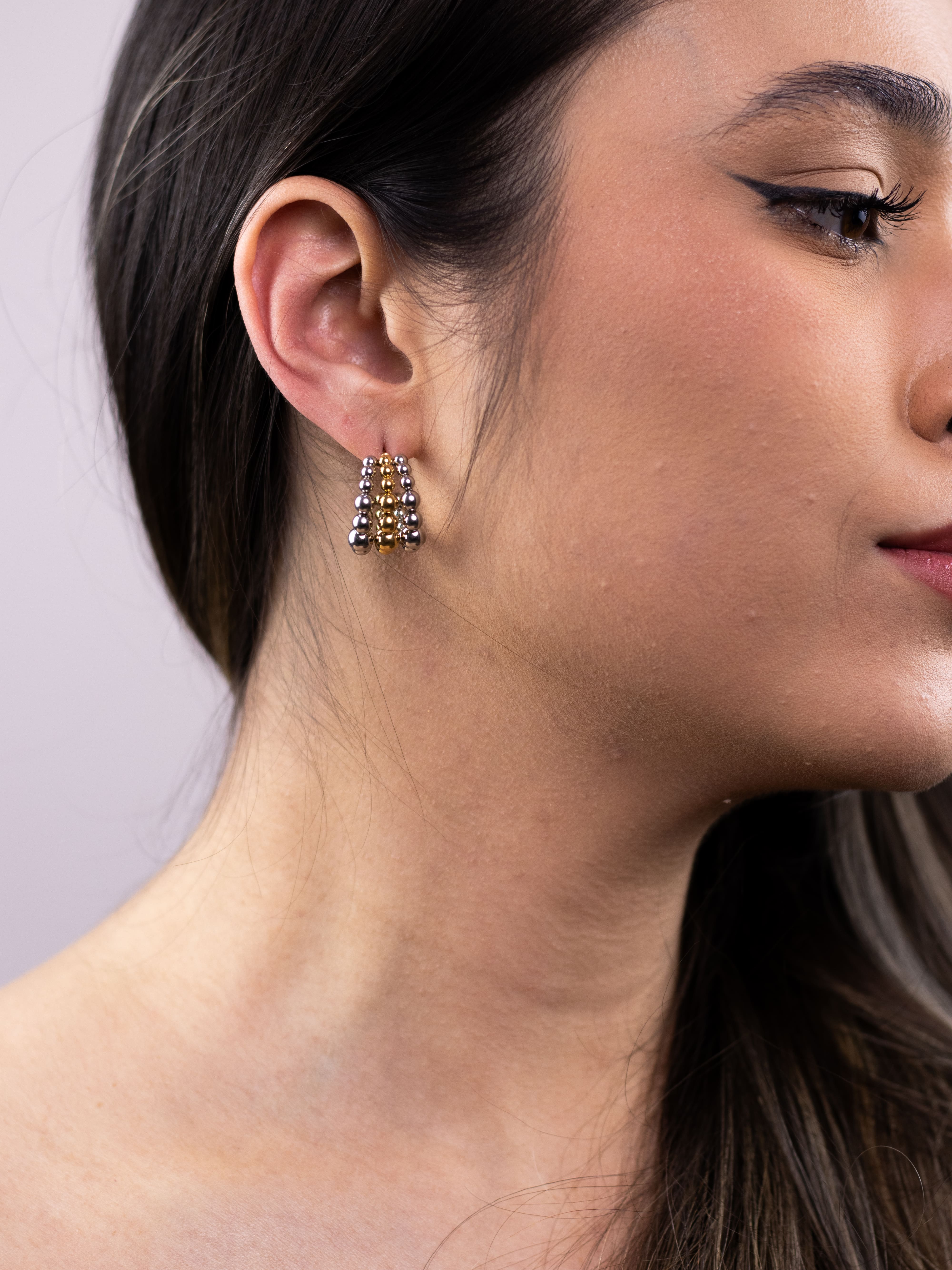 Argola Tripla Dois Banhos de Esfera