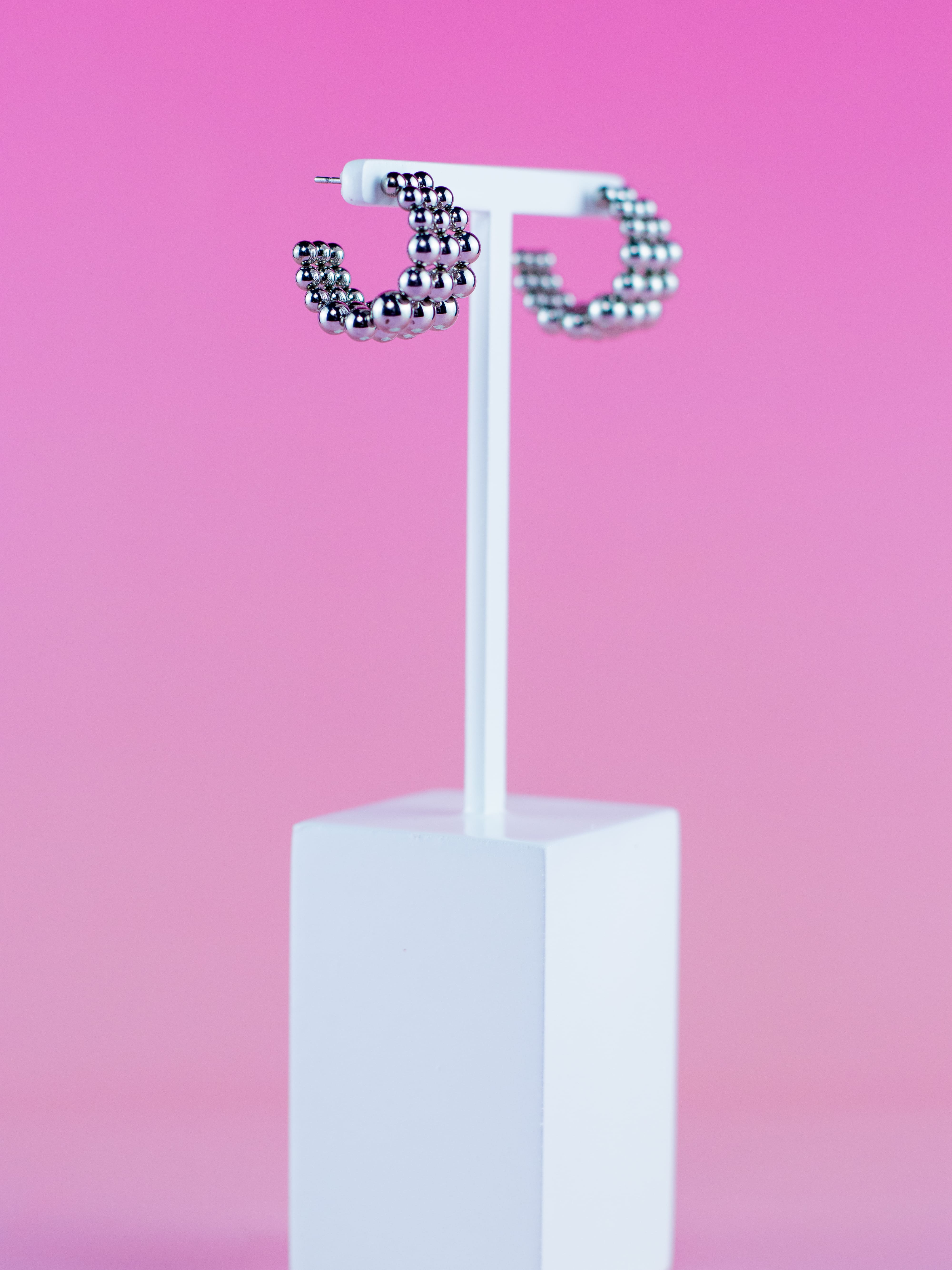 Argola Tripla Prata de Esfera