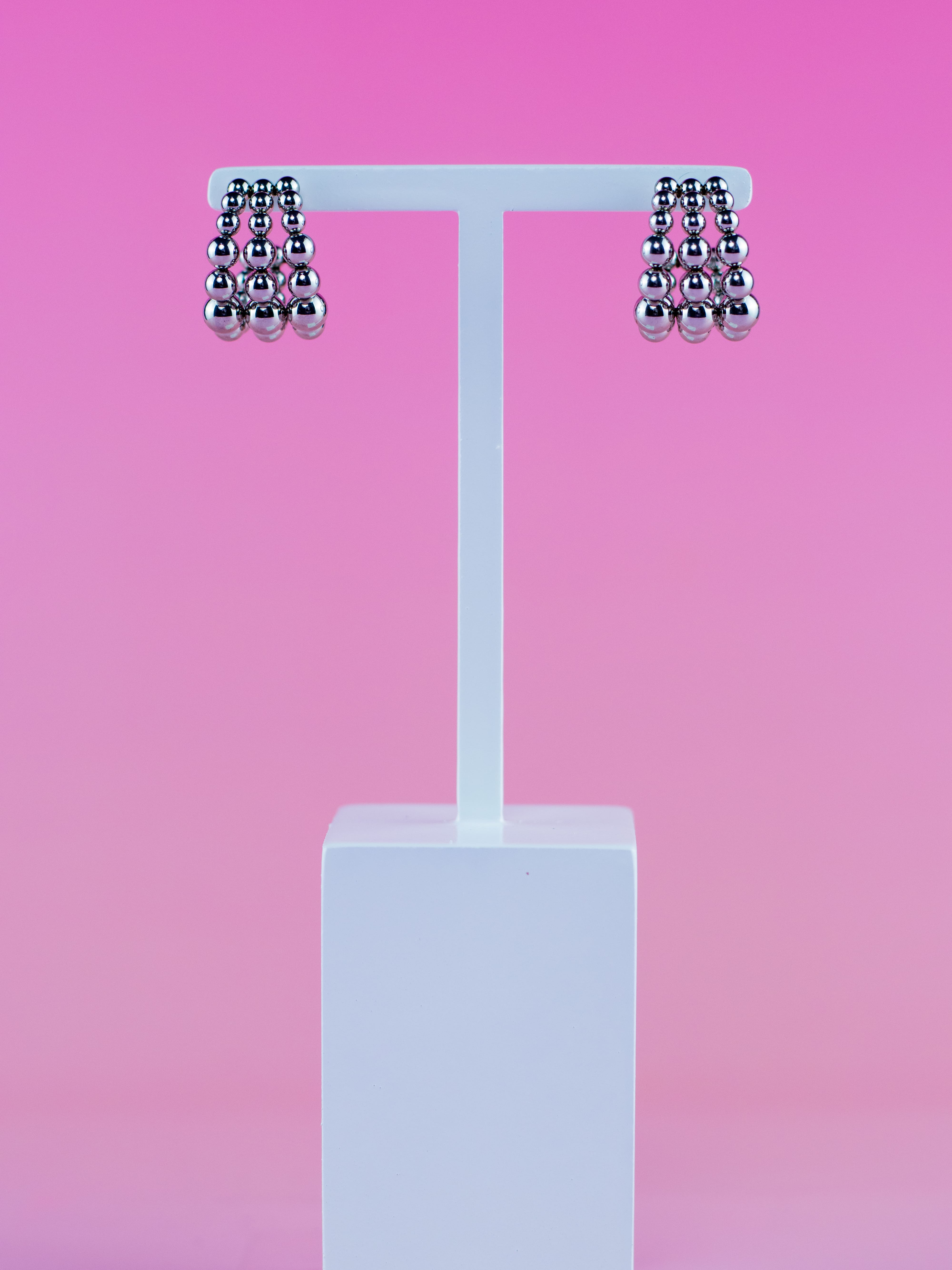 Argola Tripla Prata de Esfera