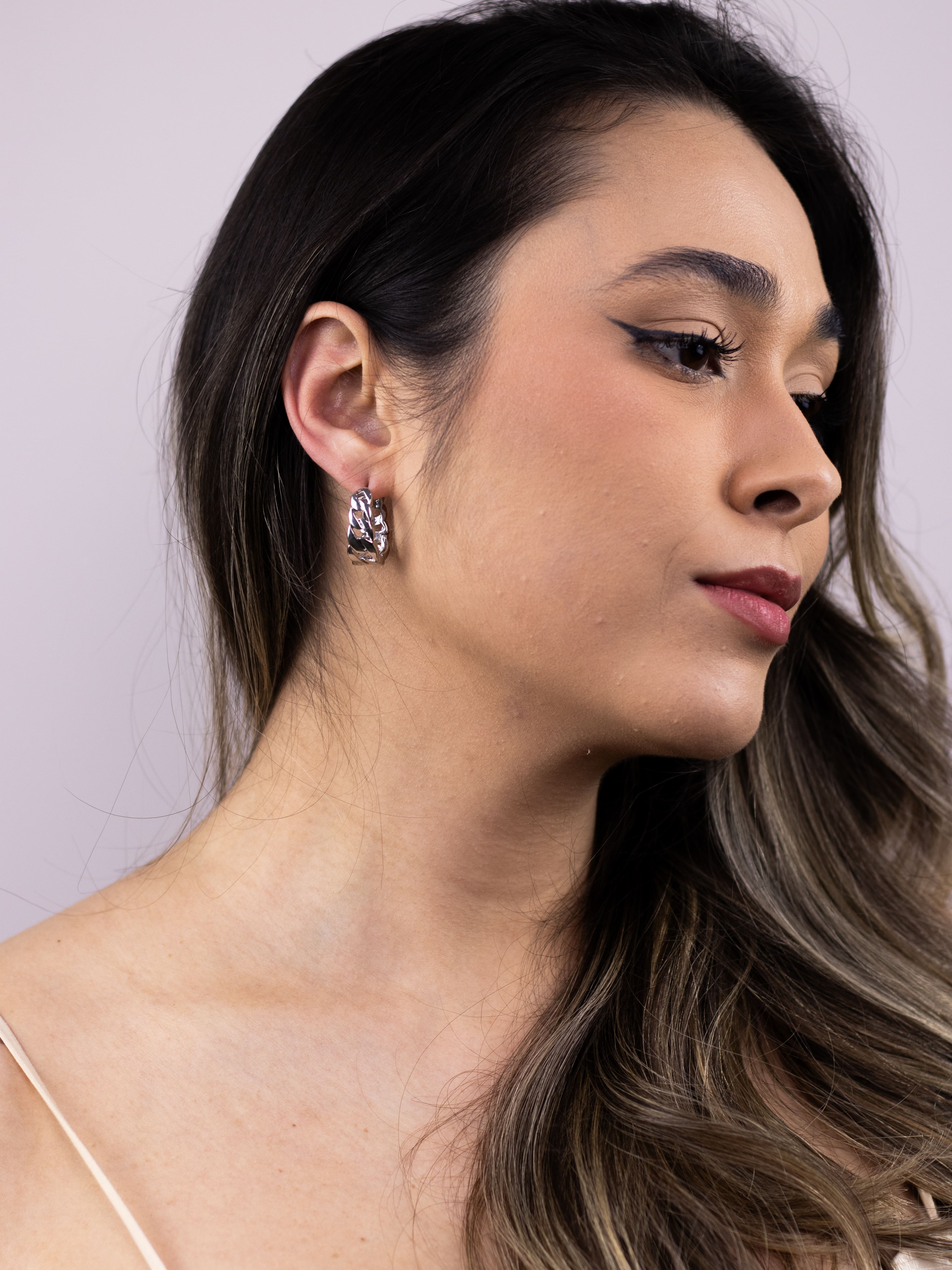 Argola de Metal Prata de Elo