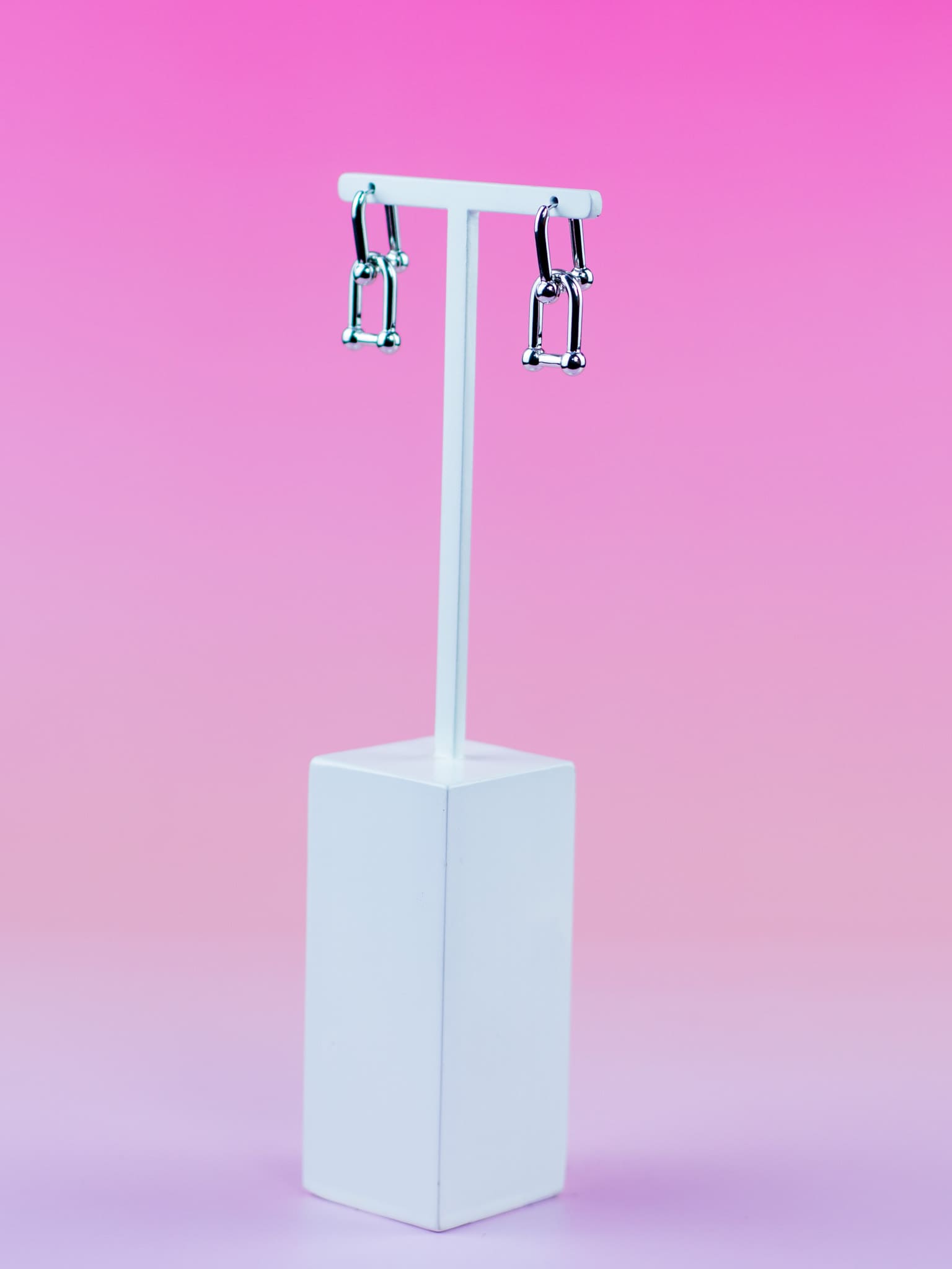 Argola Dupla Lisa Prata com Esfera