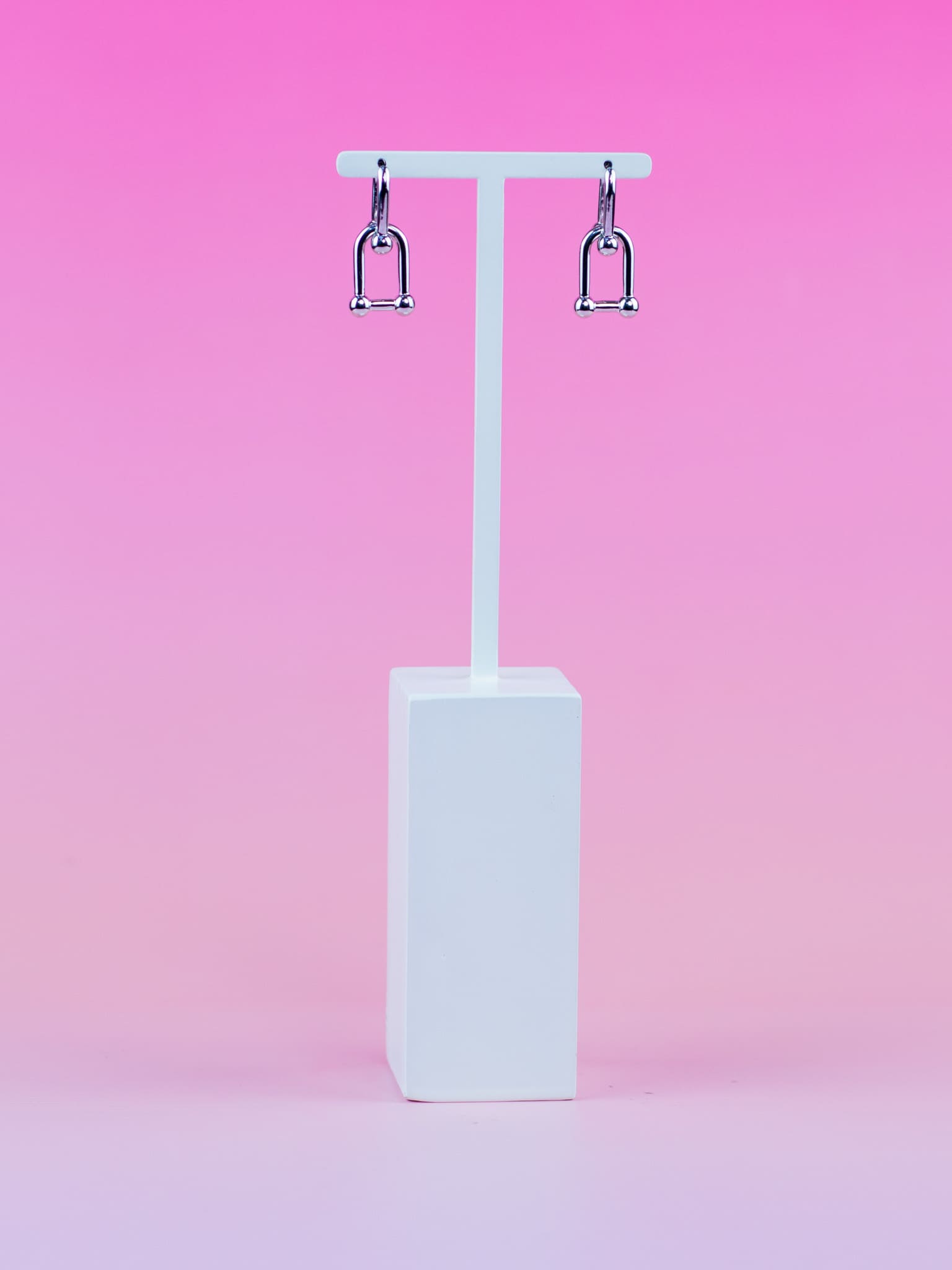 Argola Dupla Lisa Prata com Esfera