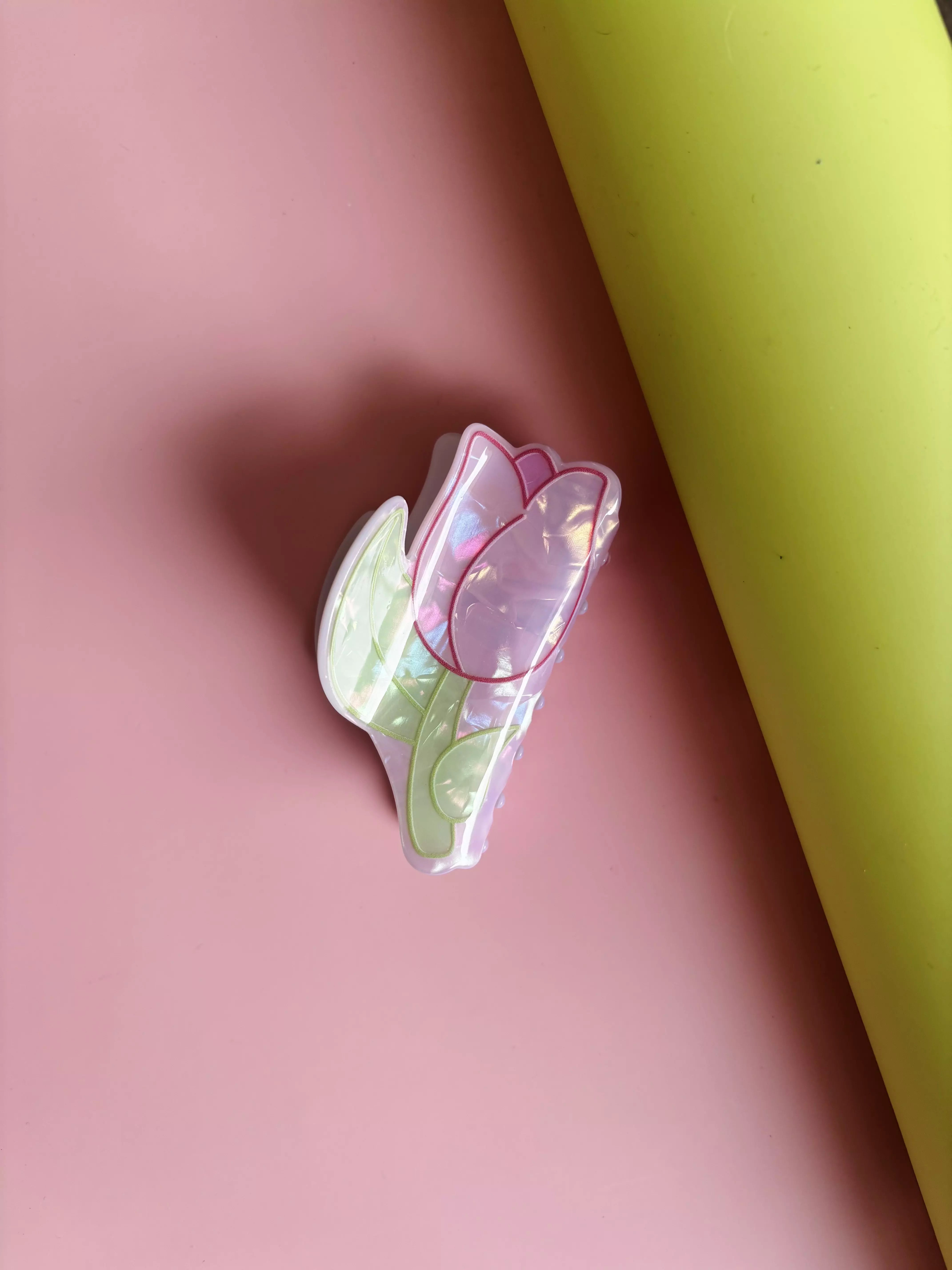 Piranha de Cabelo Acrílica Flor Transparente