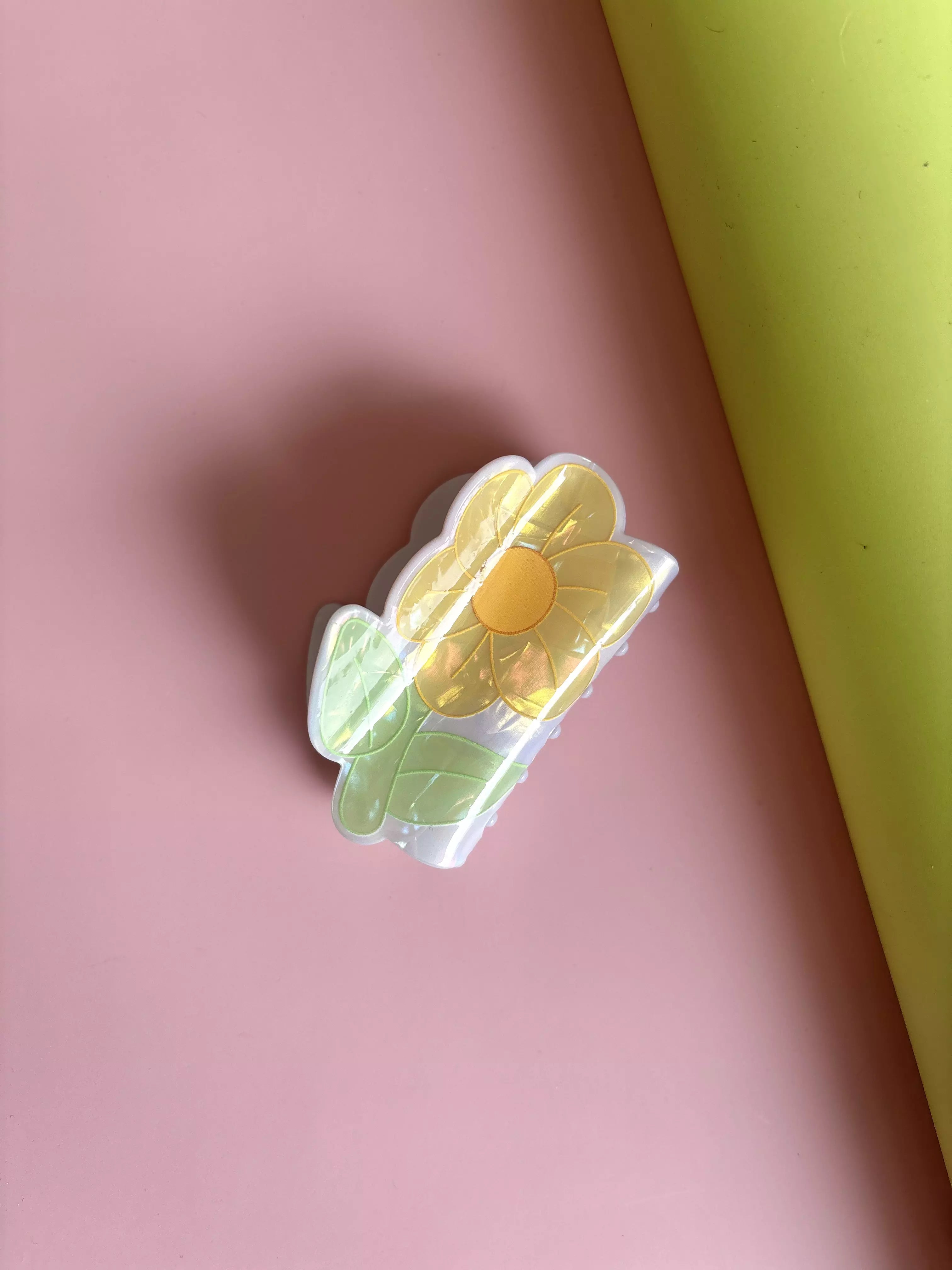 Piranha de Cabelo Acrílica Flor Transparente