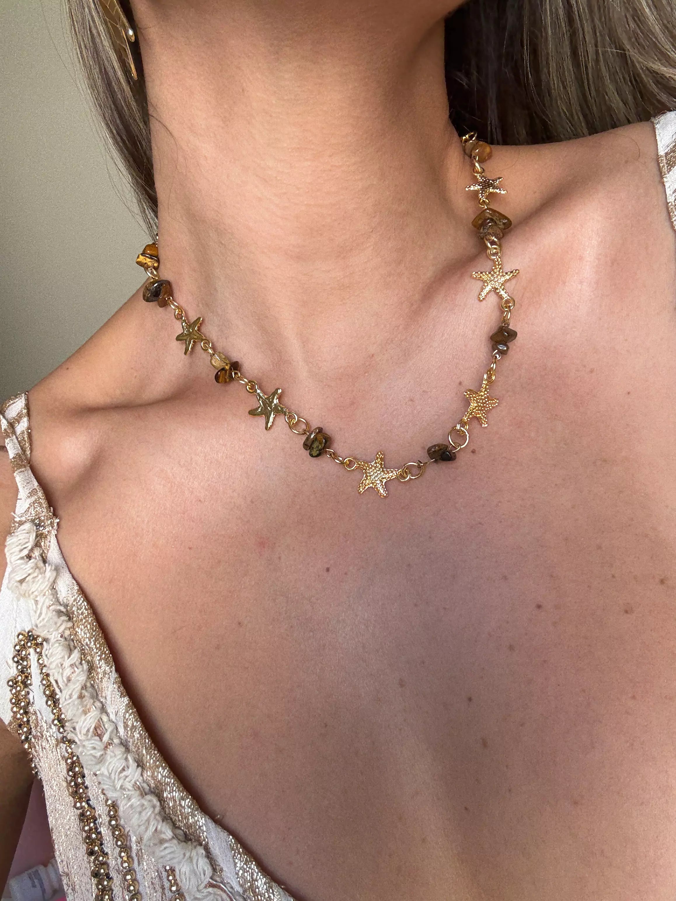 Colar Estrelas do Mar com Pedrinhas