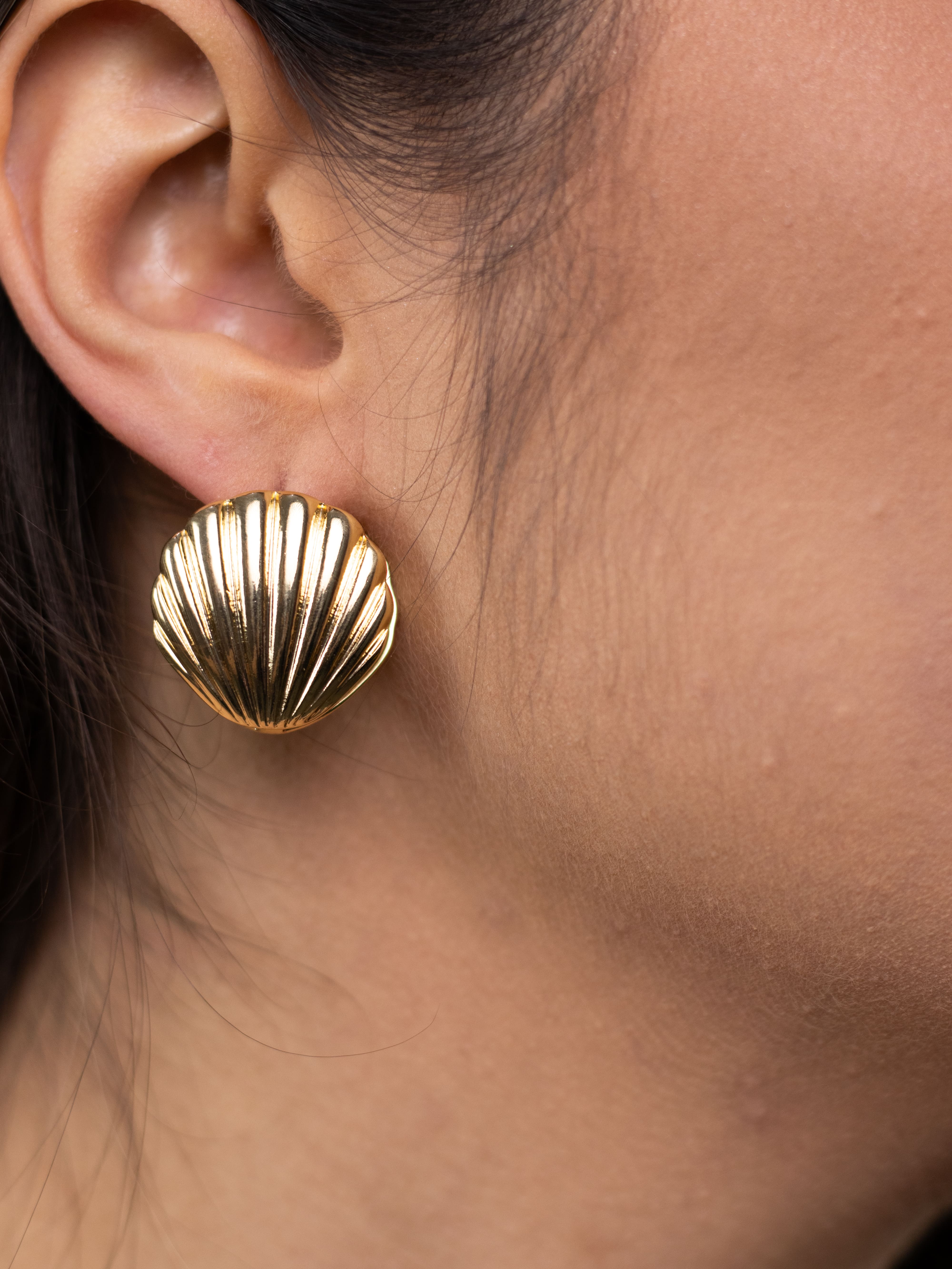 Brinco Argola Concha Metal Dourado