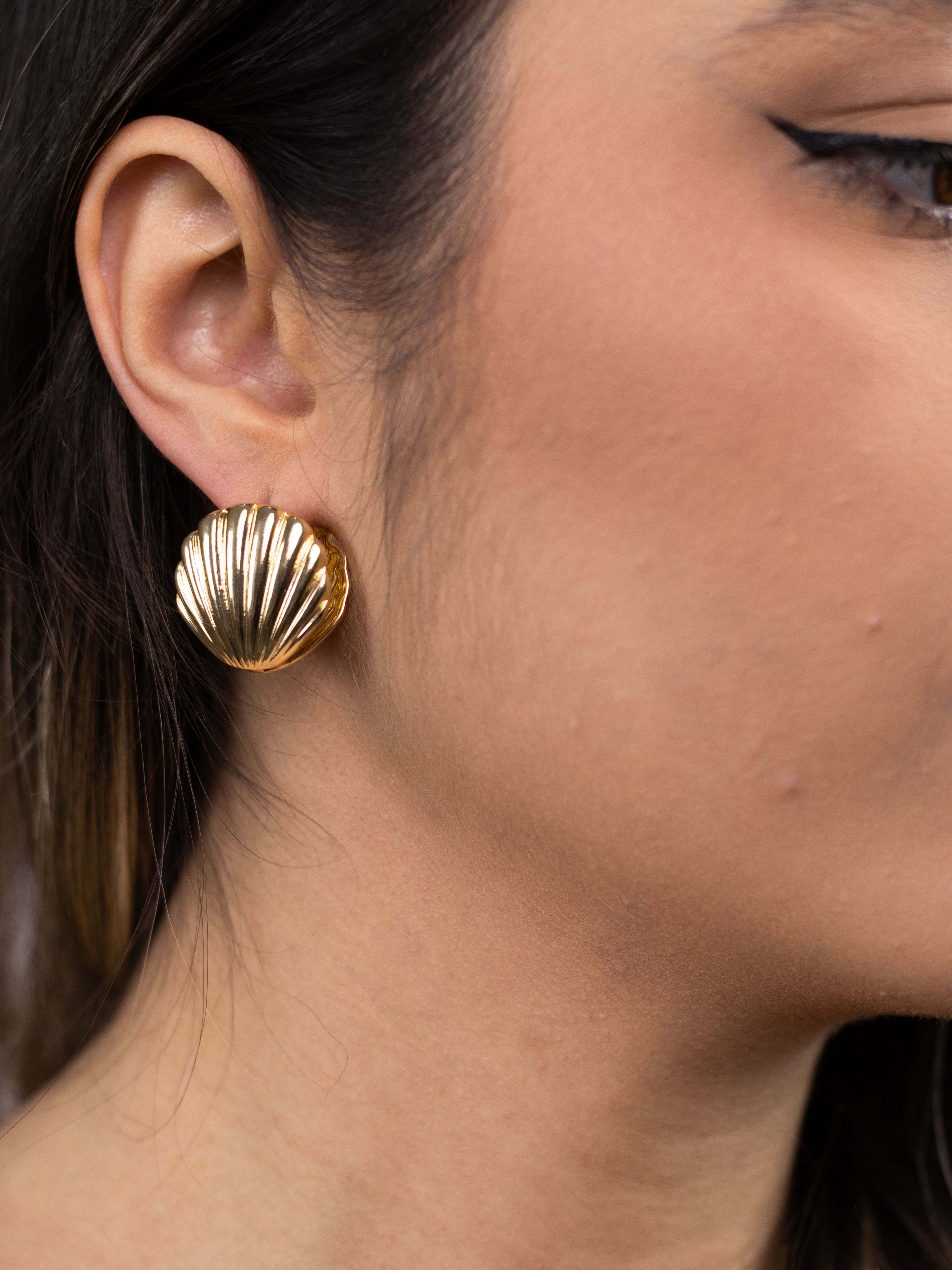 Brinco Argola Concha Metal Dourado