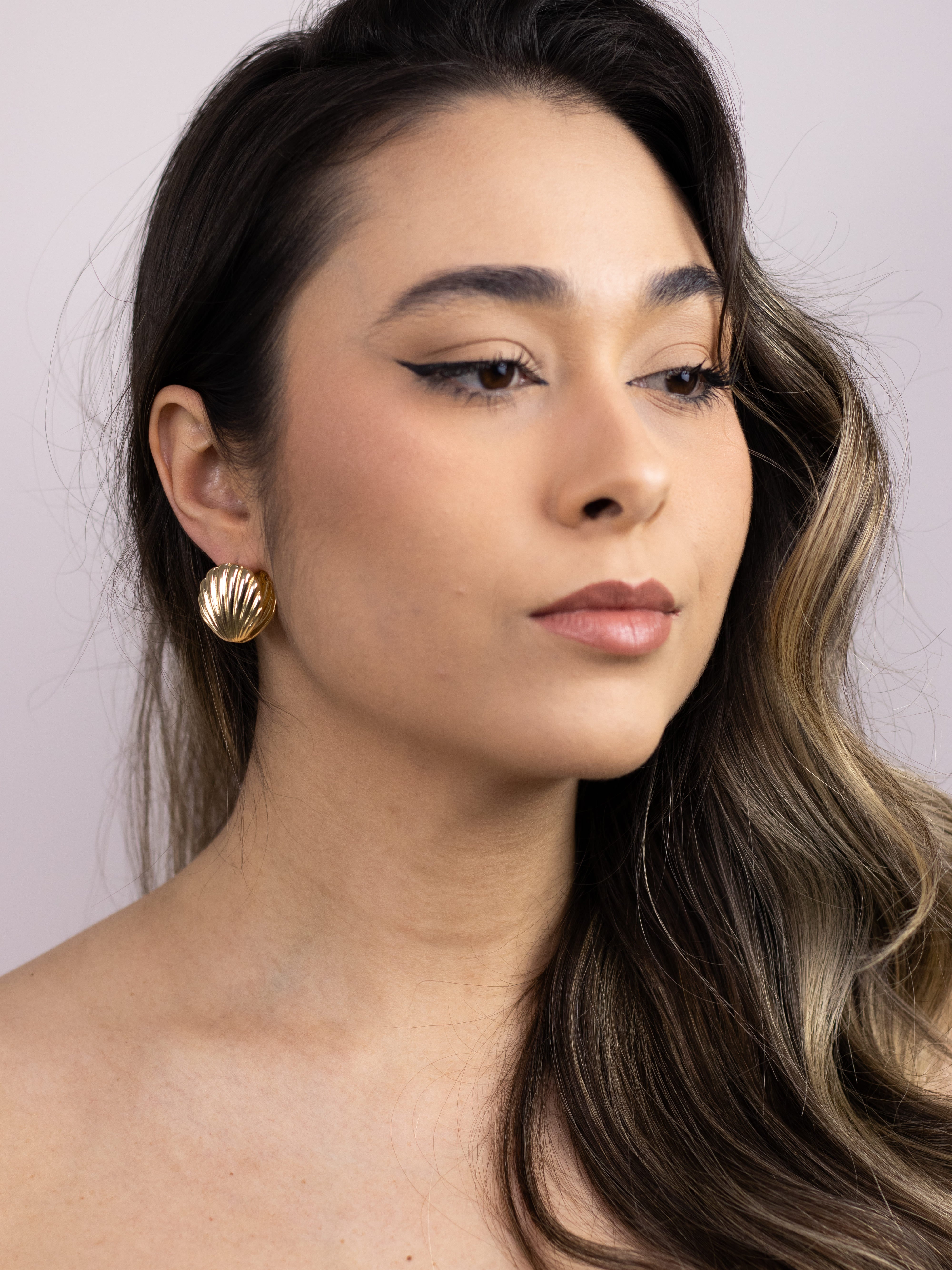 Brinco Argola Concha Metal Dourado