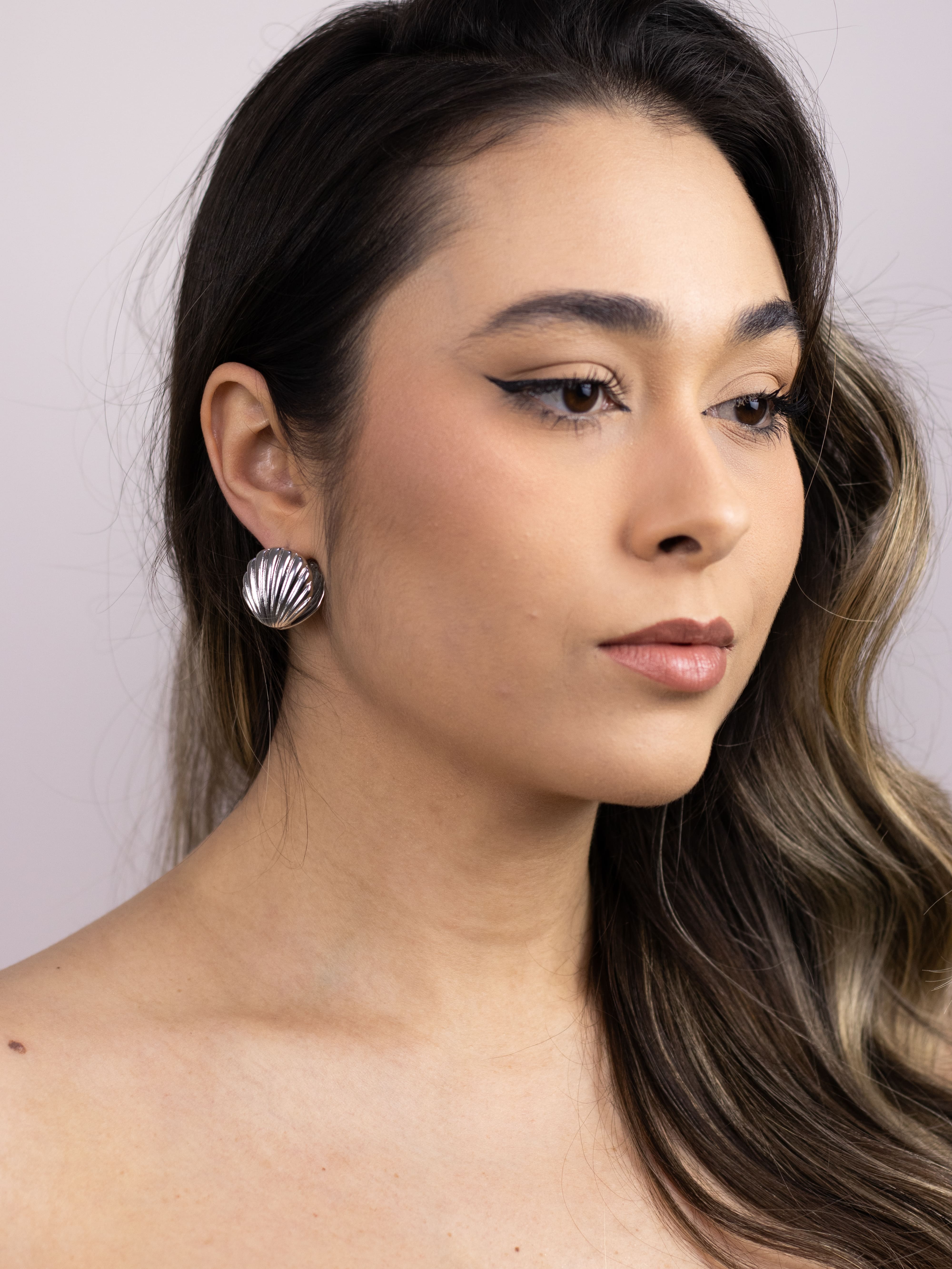 Brinco Argola Concha Metal Prata