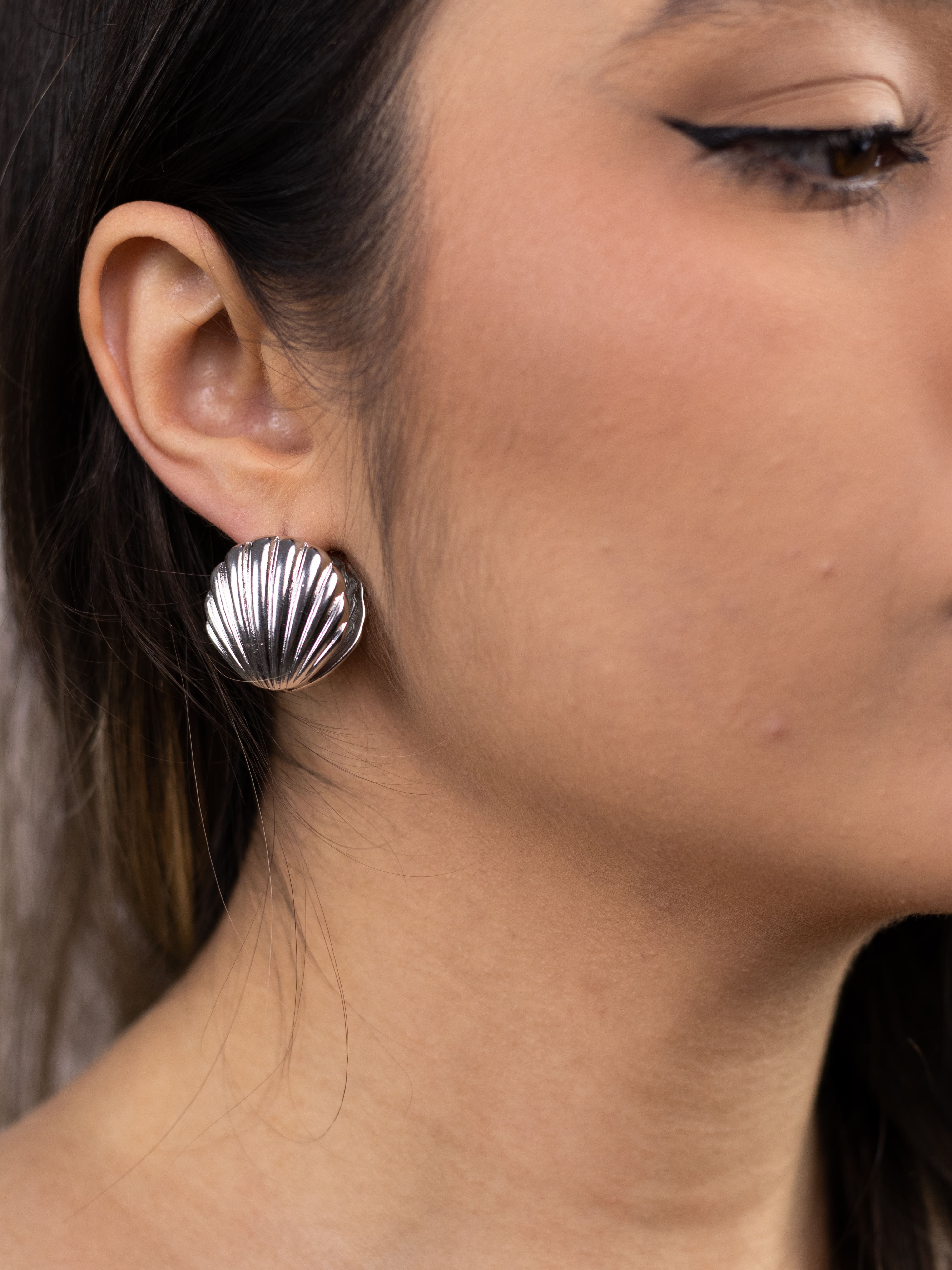 Brinco Argola Concha Metal Prata