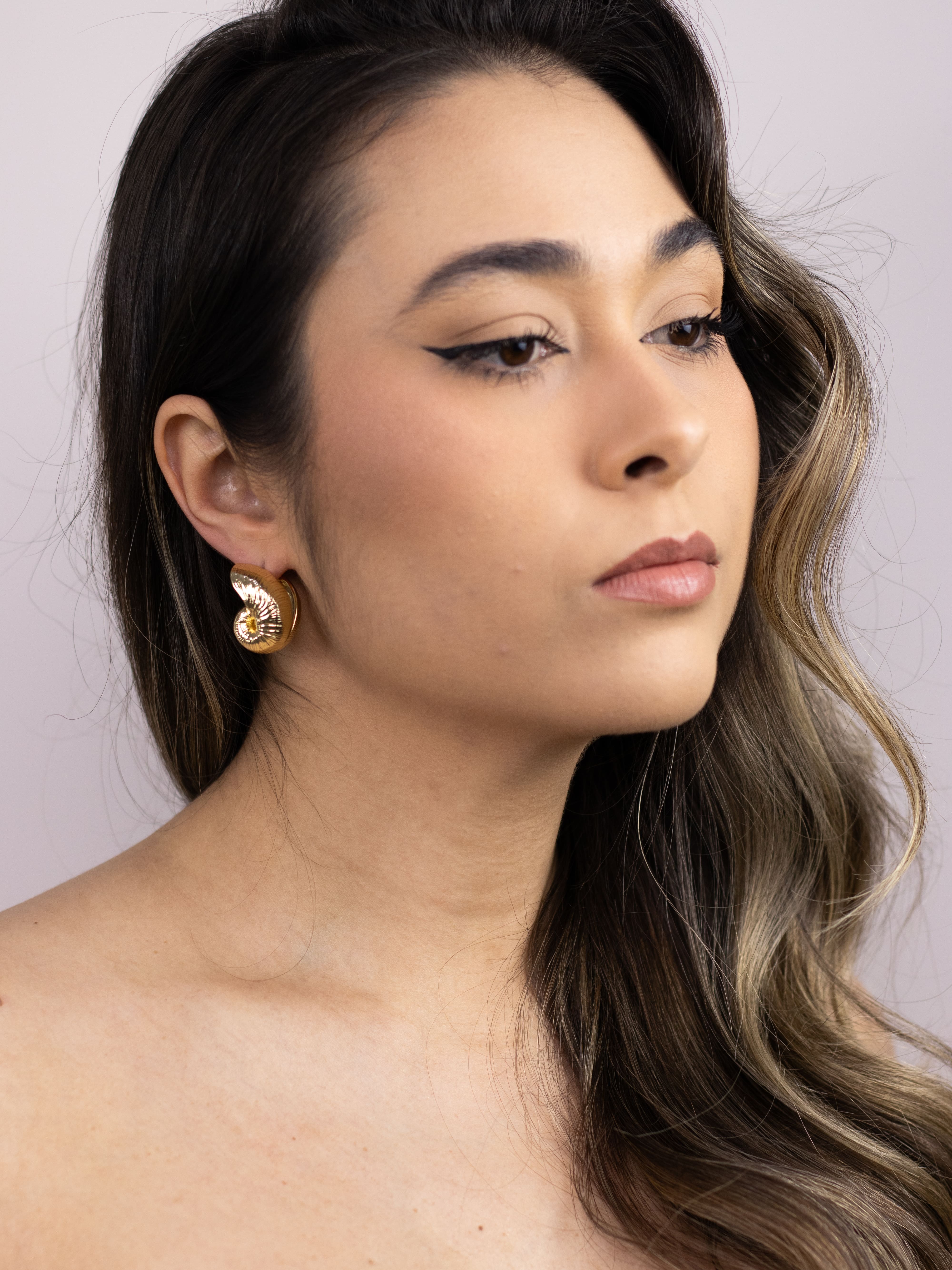 Brinco Argola Caracol de Metal Dourado