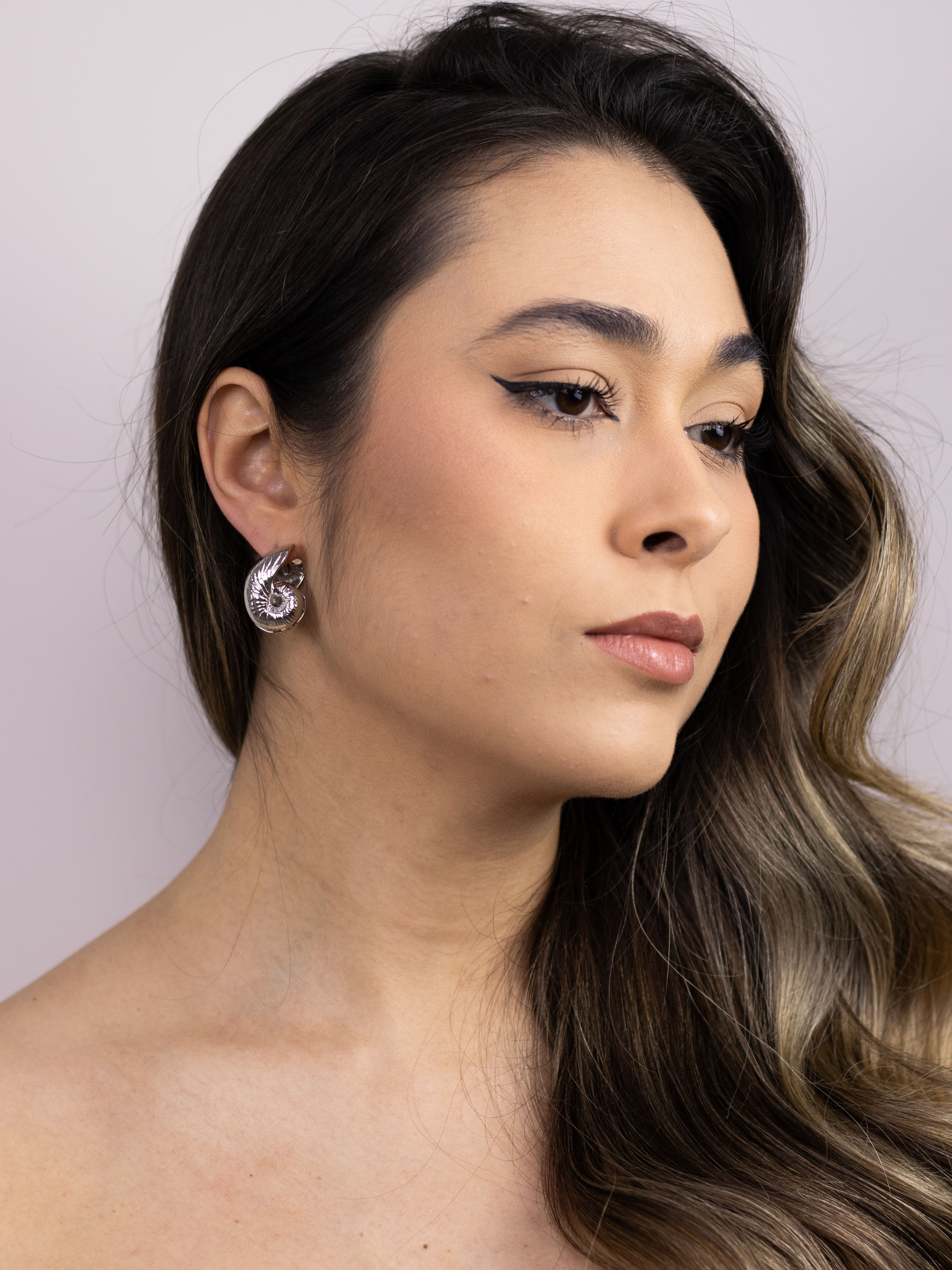 Brinco Argola Caracol de Metal Prata