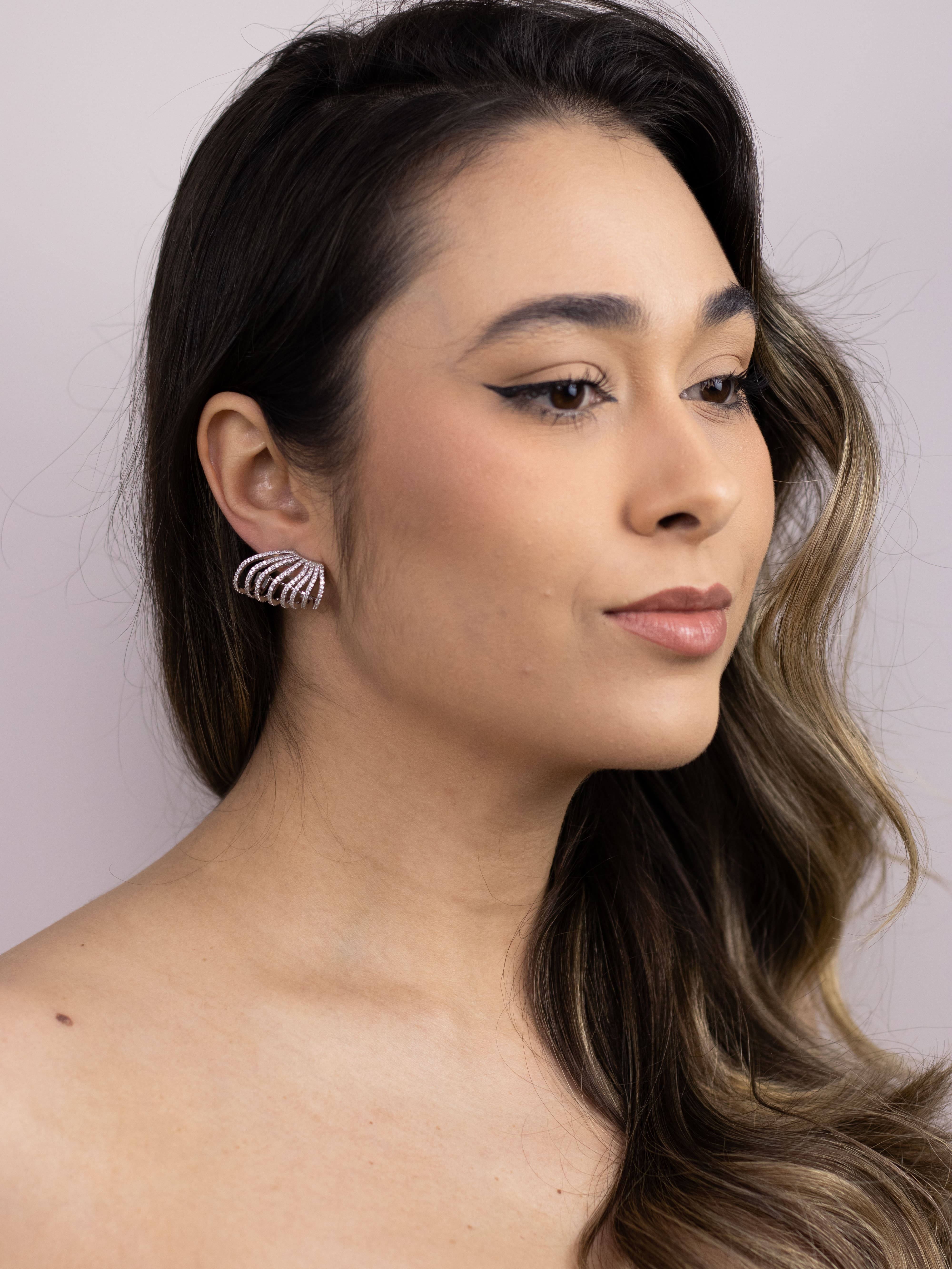 Brinco Base com Camadas de Zircônia Prata