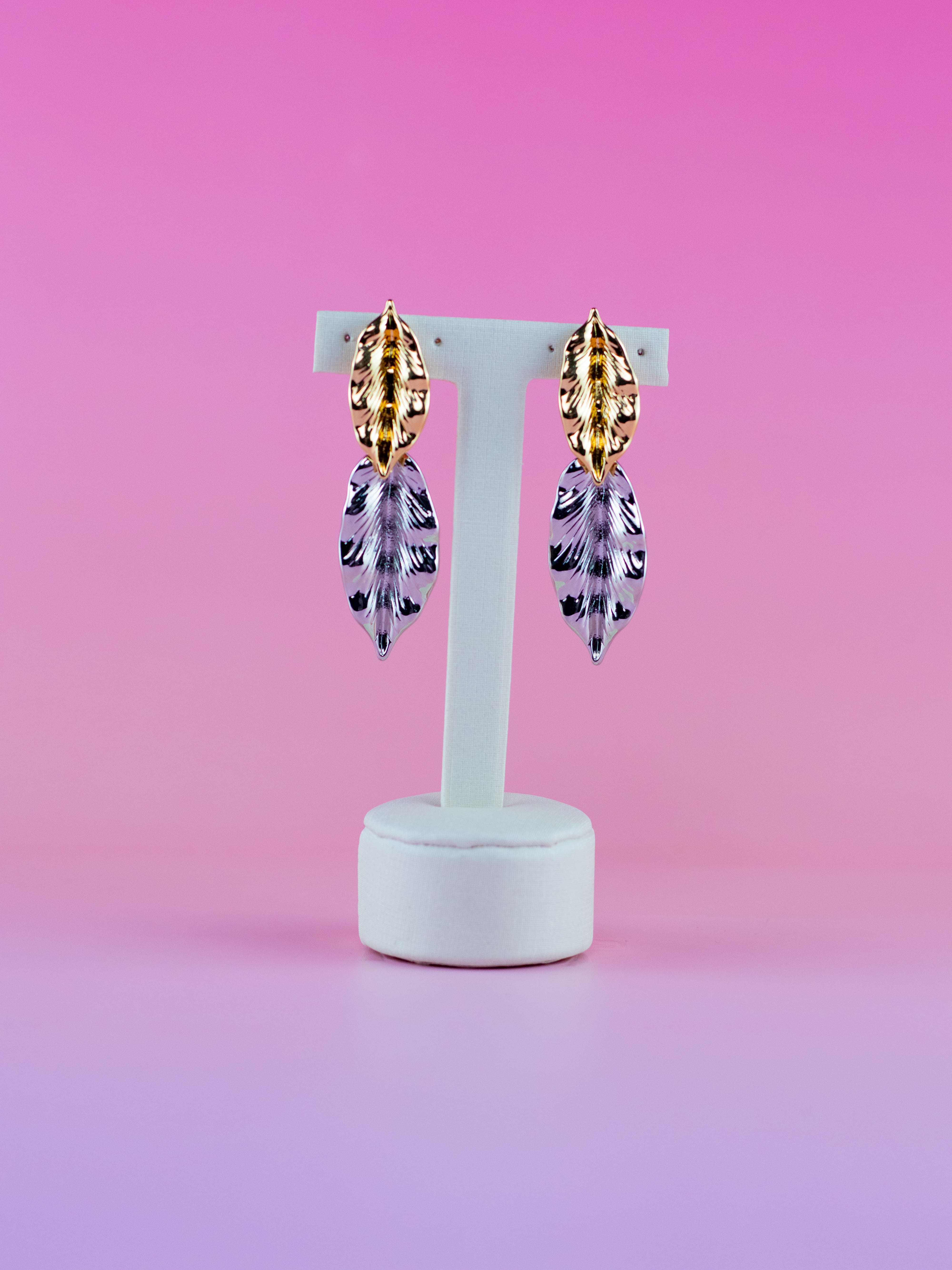 Brinco Folha Duplo com Mix de Banhos