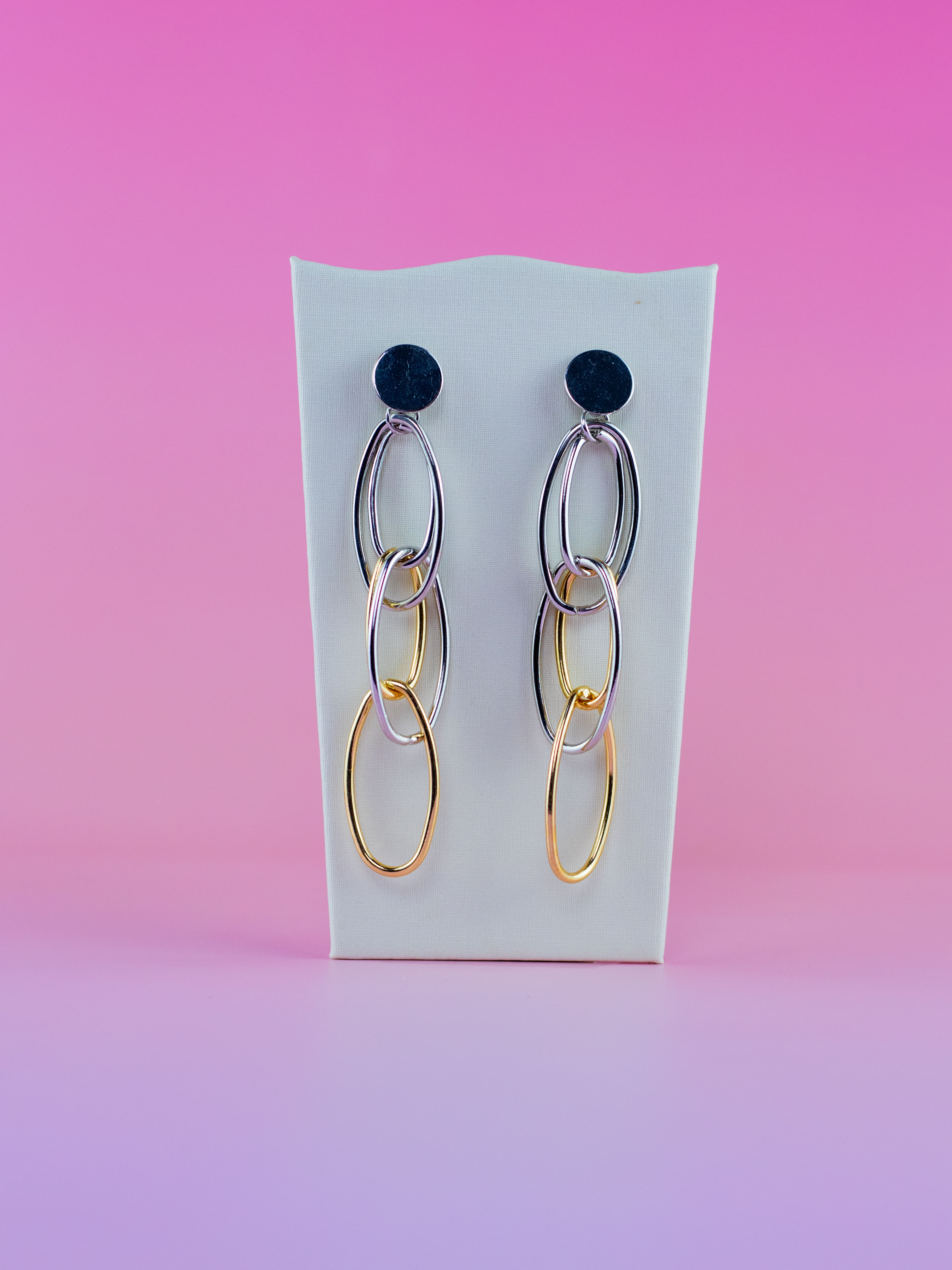 Brinco Metal Liso de Elo Mix de Banhos