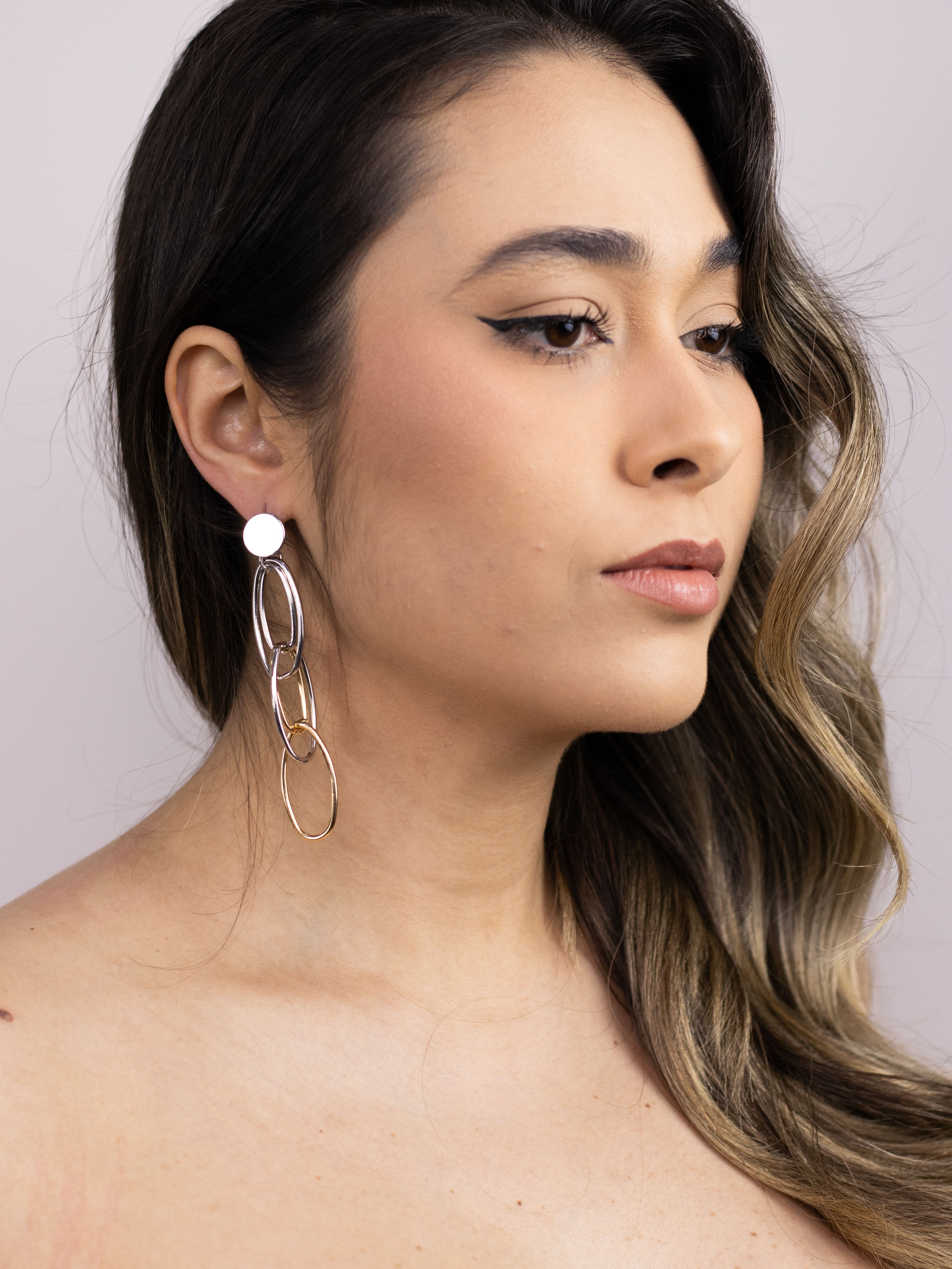 Brinco Metal Liso de Elo Mix de Banhos