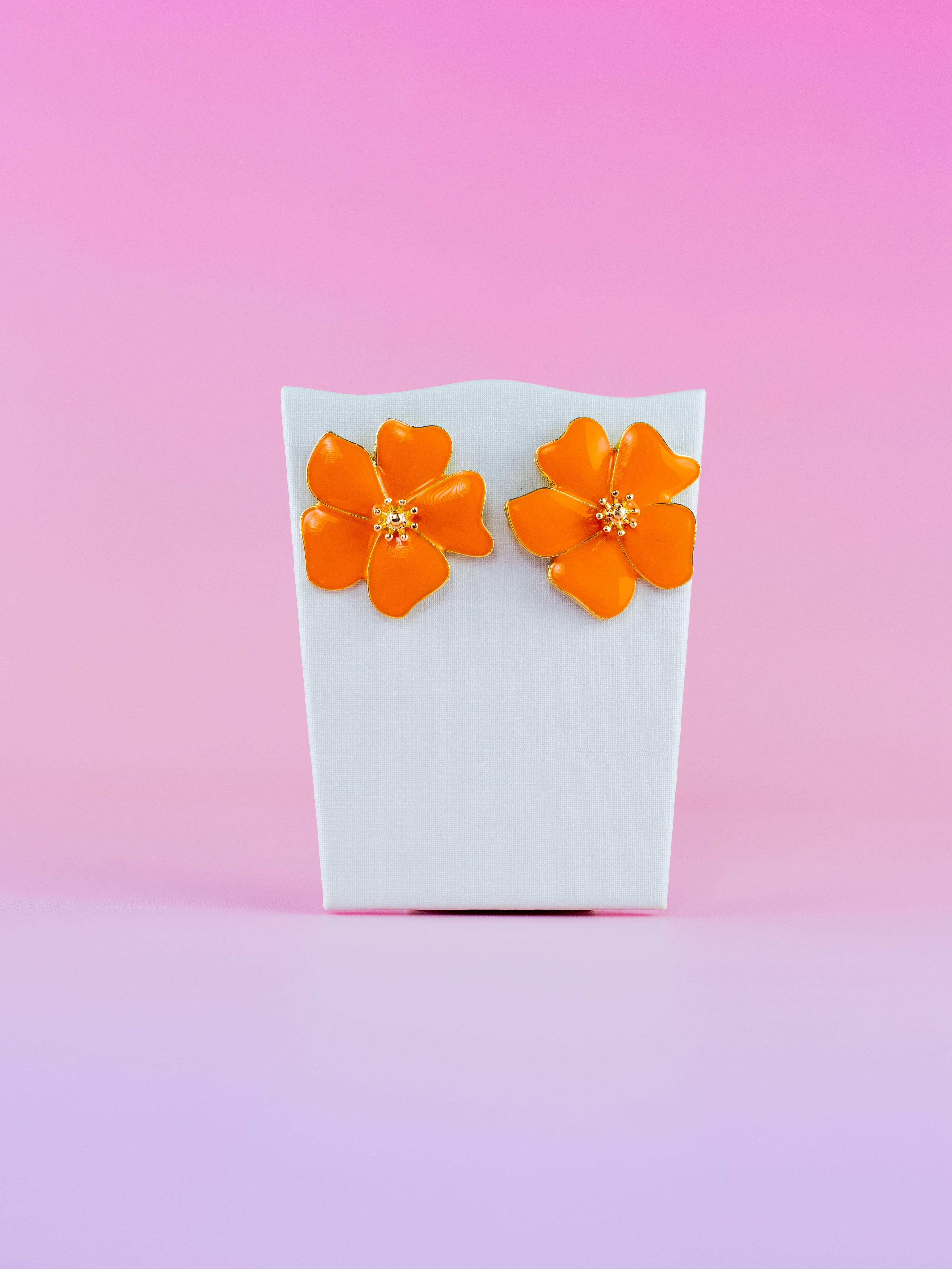 Brinco de Flor Esmaltado de Metal Colorido