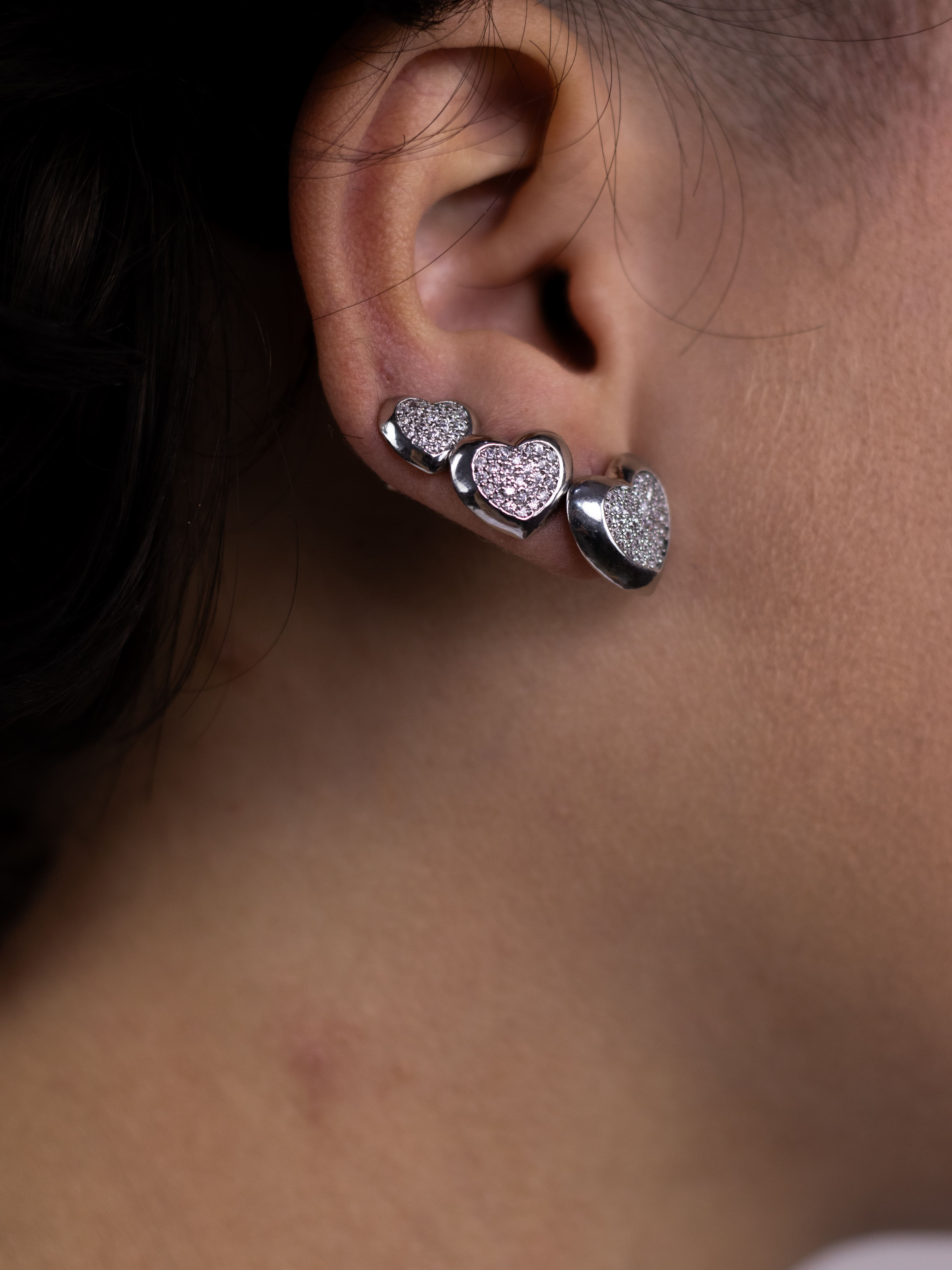 Brinco Trio Corção Prata Cravejado