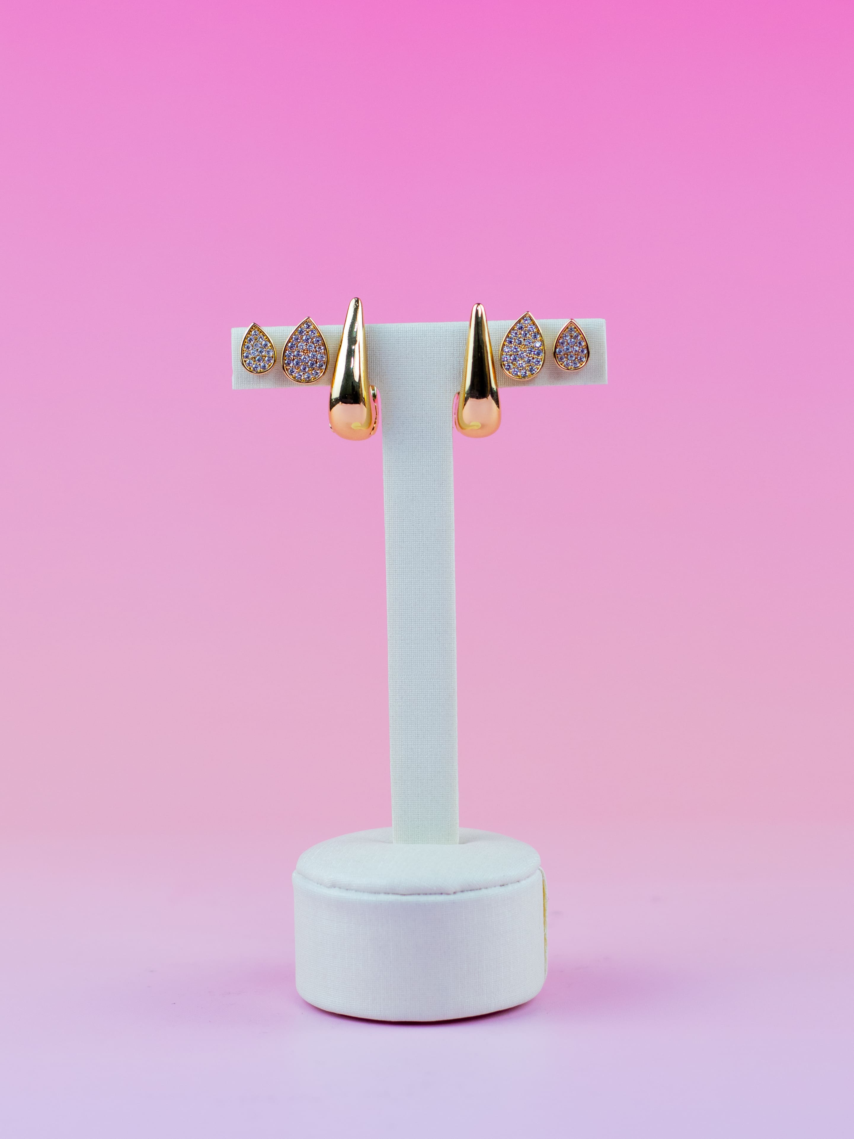 Brinco Trio Com Argola Cravejado Dourado