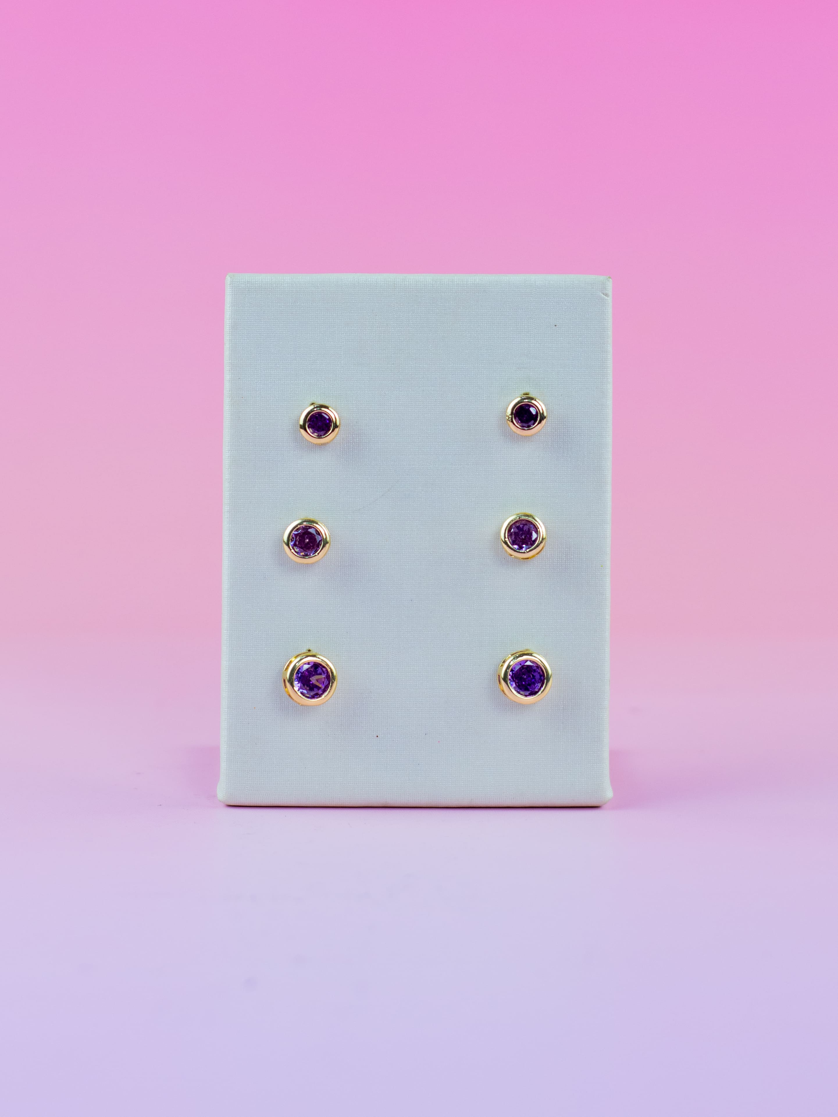 Brinco Trio Dourado com Bolinha Colorida e Cristal