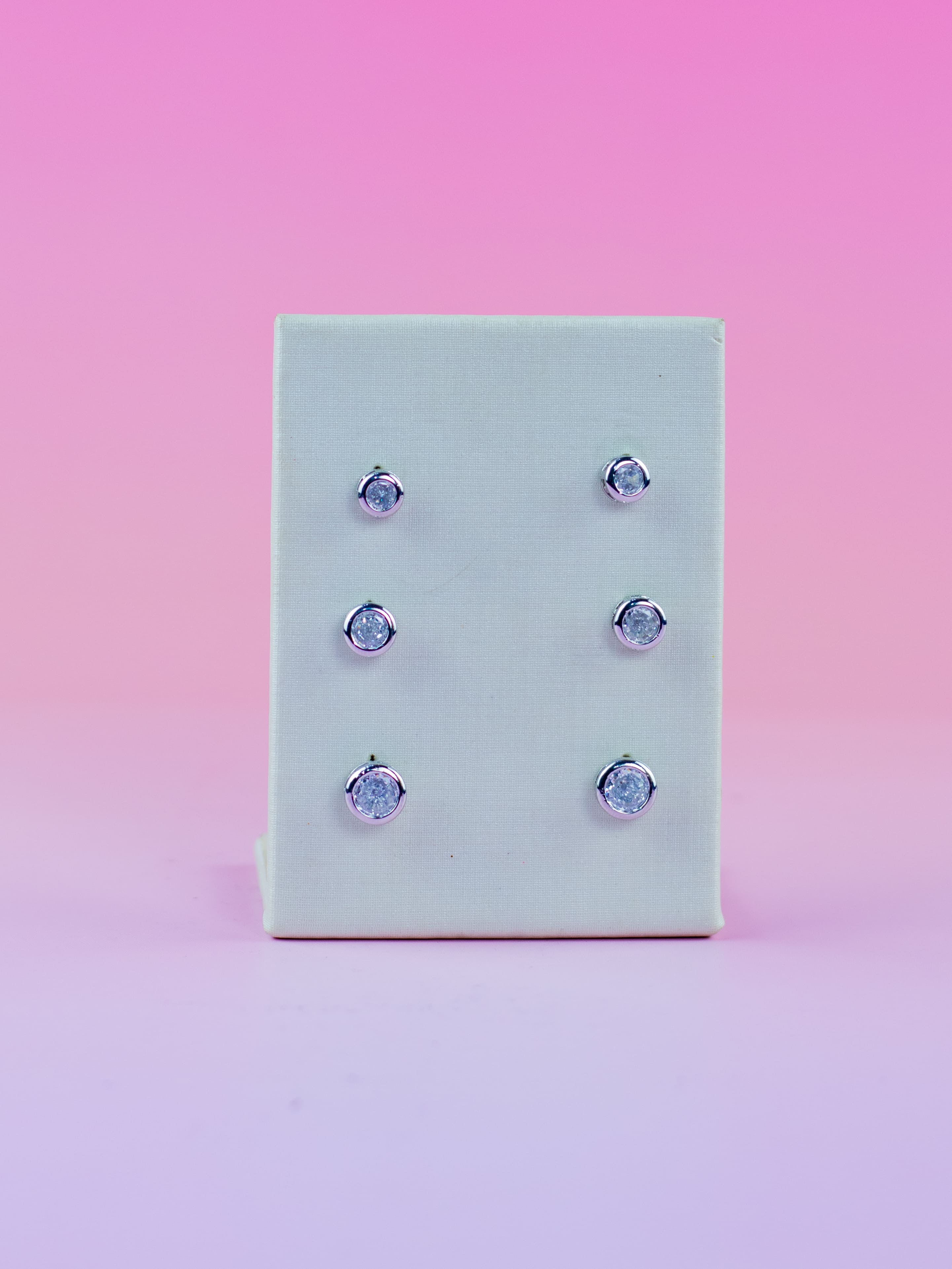 Brinco Trio Prata com Bolinha e Cristal