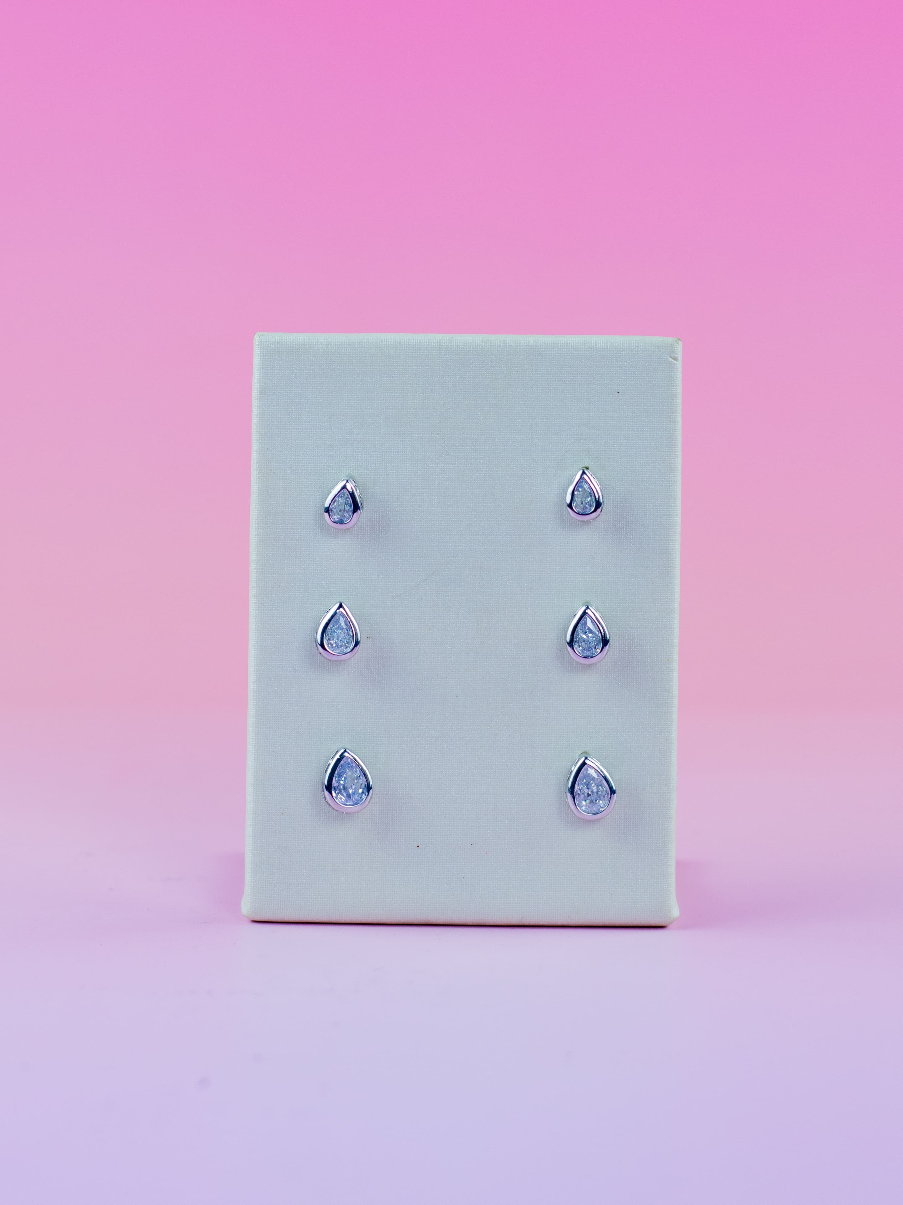 Brinco Trio Prata de Gota com Cristal