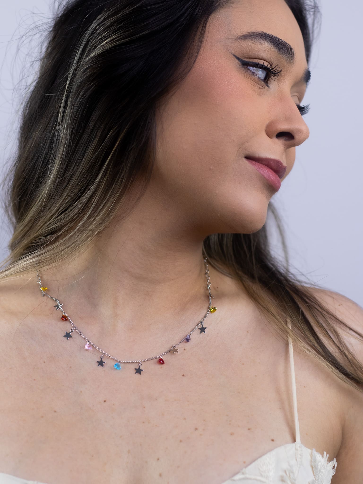 Choker de Estrela com Cristal de Coração