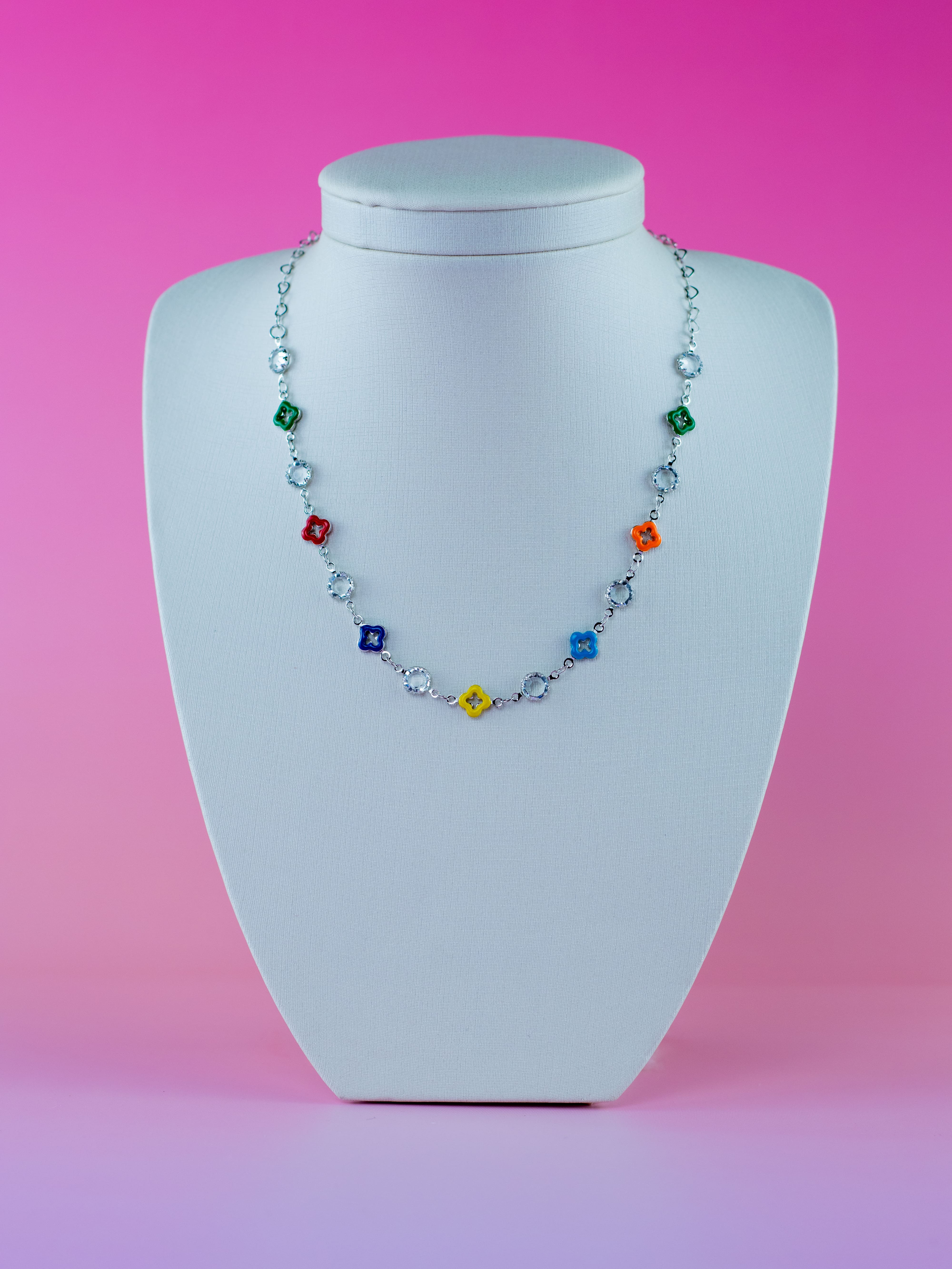 Choker com Pingente Esmaltado Colorido e Cristal