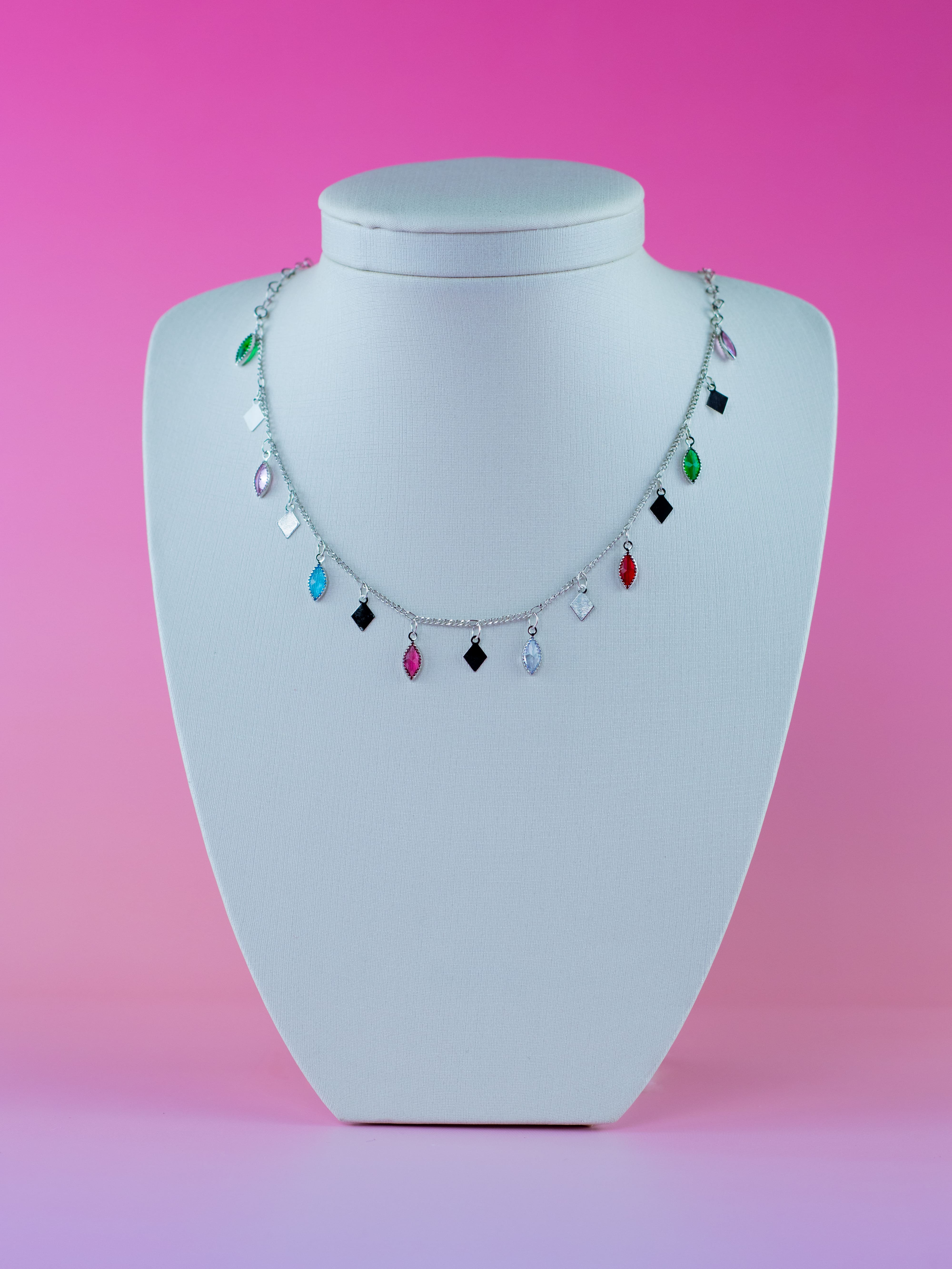 Choker Pingente Metal com Navete Colorida
