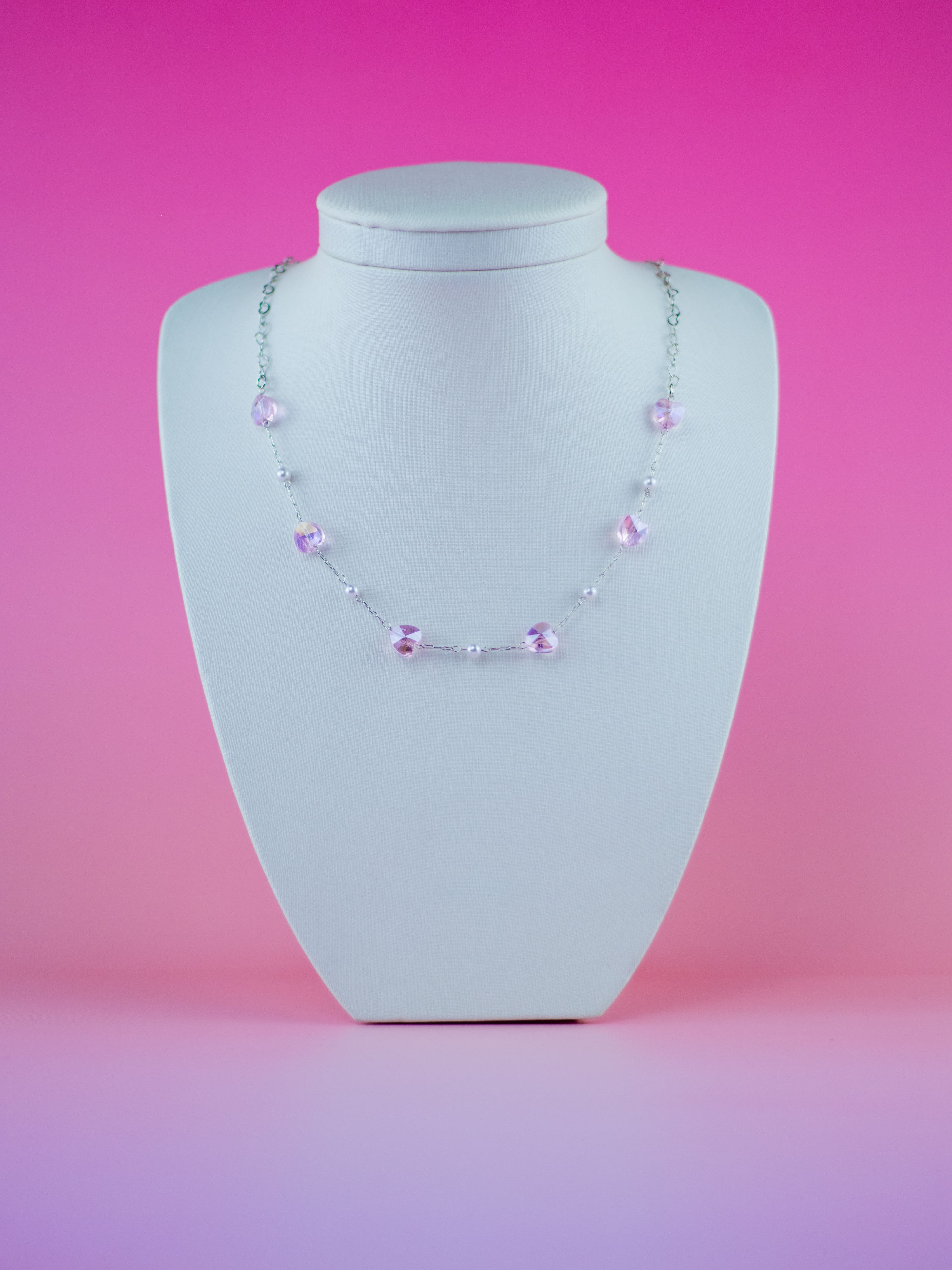 Choker de Cristal com Coração e Pérola